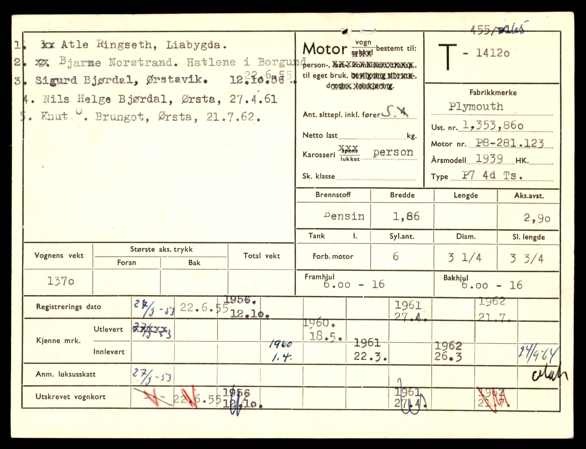 Møre og Romsdal vegkontor - Ålesund trafikkstasjon, AV/SAT-A-4099/F/Fe/L0043: Registreringskort for kjøretøy T 14080 - T 14204, 1927-1998, p. 1095