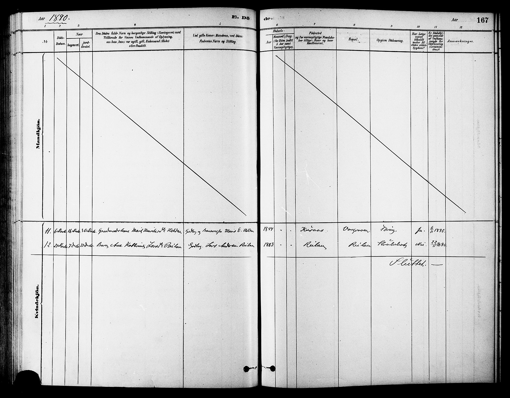 Ministerialprotokoller, klokkerbøker og fødselsregistre - Sør-Trøndelag, SAT/A-1456/686/L0983: Parish register (official) no. 686A01, 1879-1890, p. 167