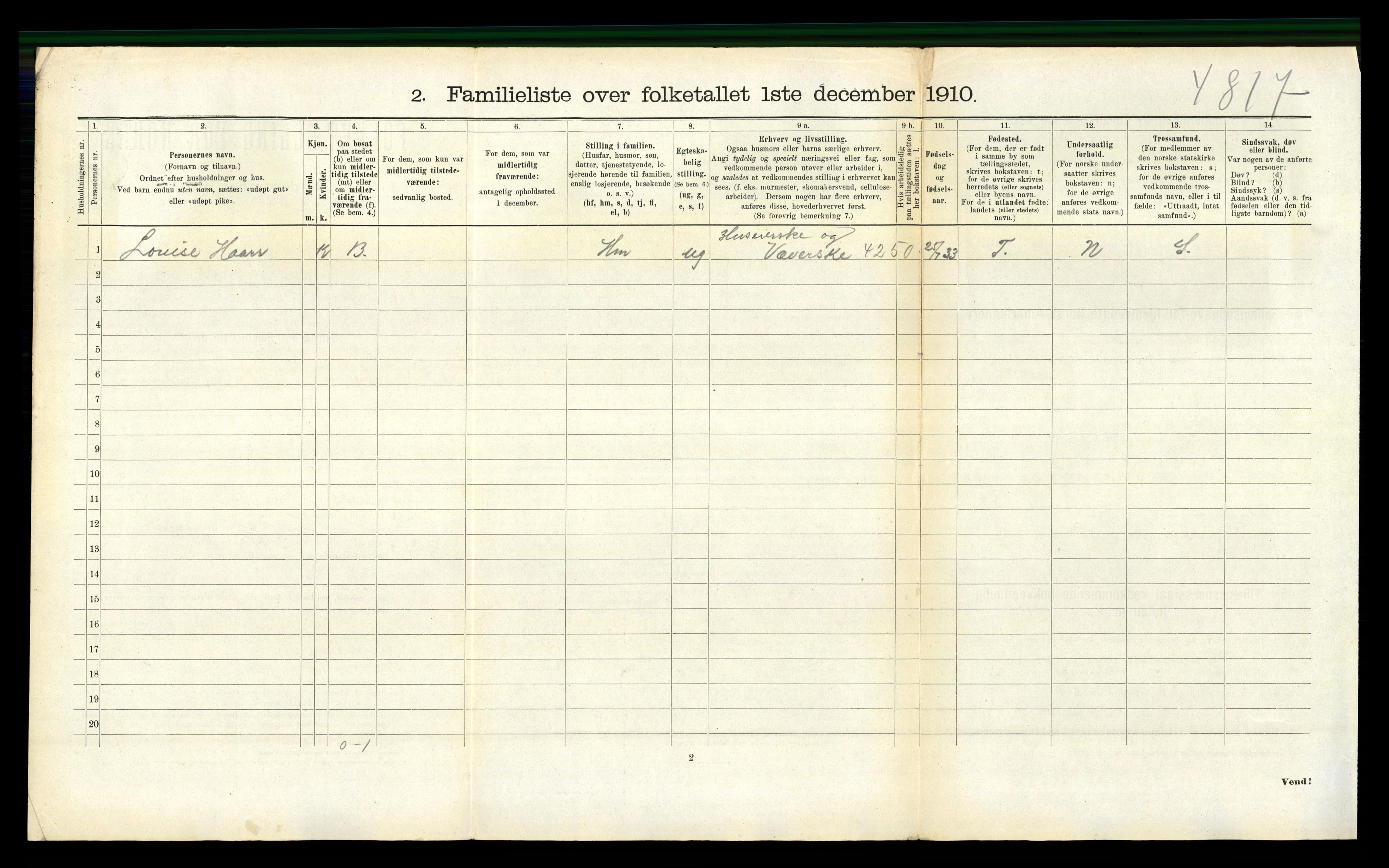 RA, 1910 census for Egersund, 1910, p. 404