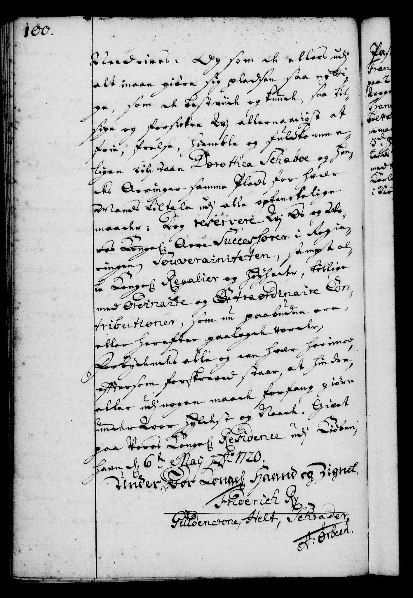 Rentekammeret, Kammerkanselliet, AV/RA-EA-3111/G/Gg/Gga/L0001: Norsk ekspedisjonsprotokoll med register (merket RK 53.1), 1720-1723, p. 100