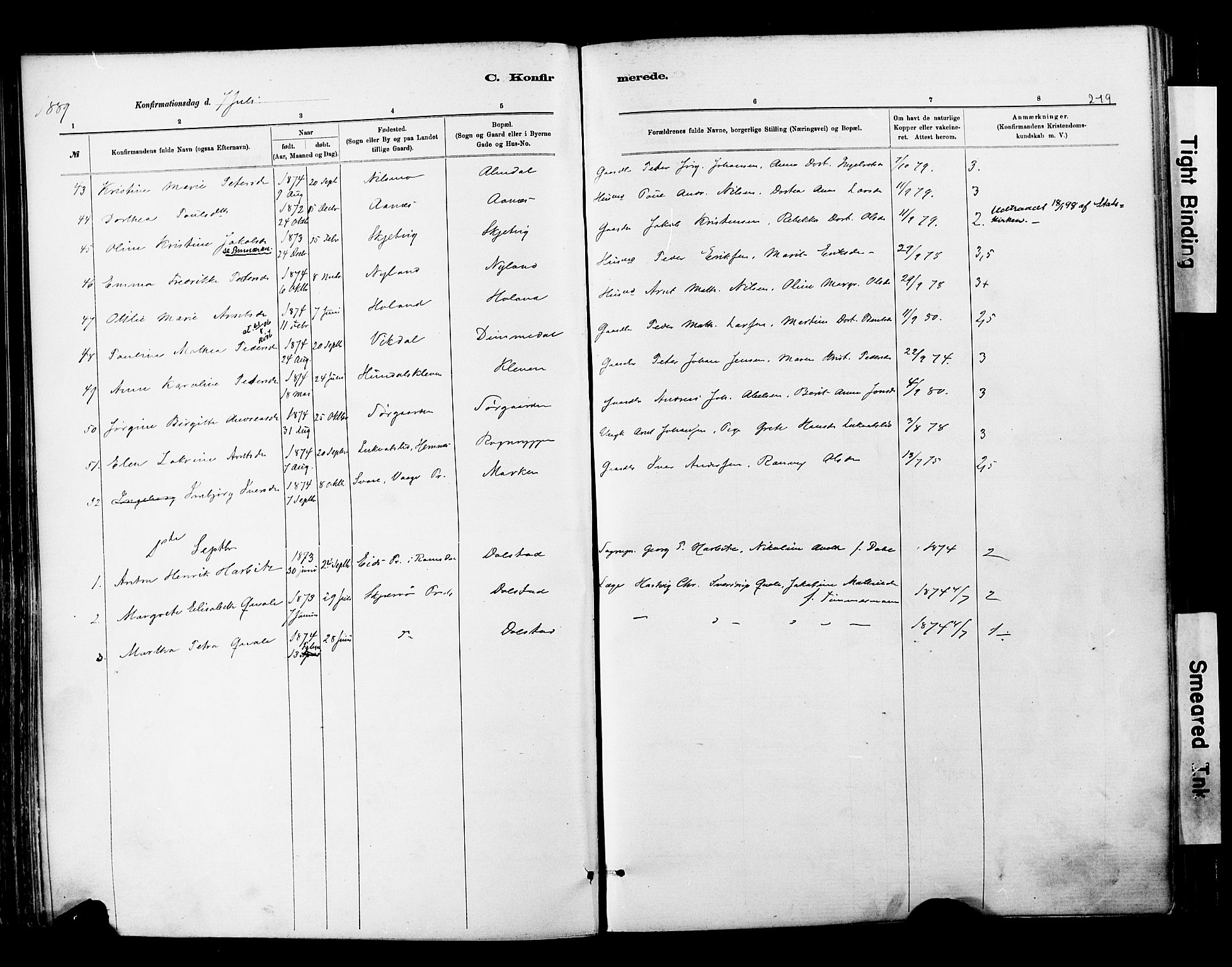 Ministerialprotokoller, klokkerbøker og fødselsregistre - Nordland, SAT/A-1459/820/L0295: Parish register (official) no. 820A16, 1880-1896, p. 219