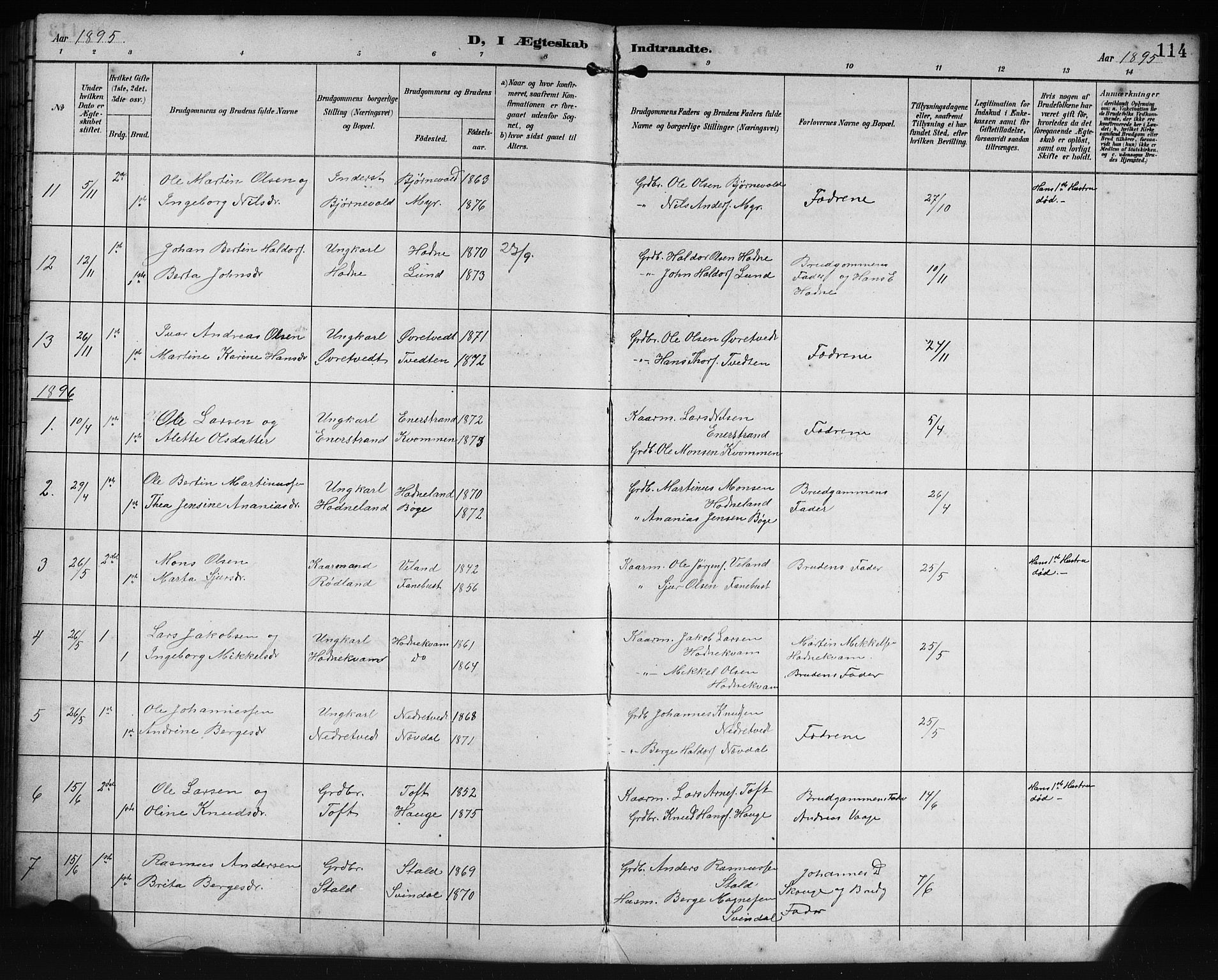Lindås Sokneprestembete, SAB/A-76701/H/Hab: Parish register (copy) no. E 3, 1892-1905, p. 114