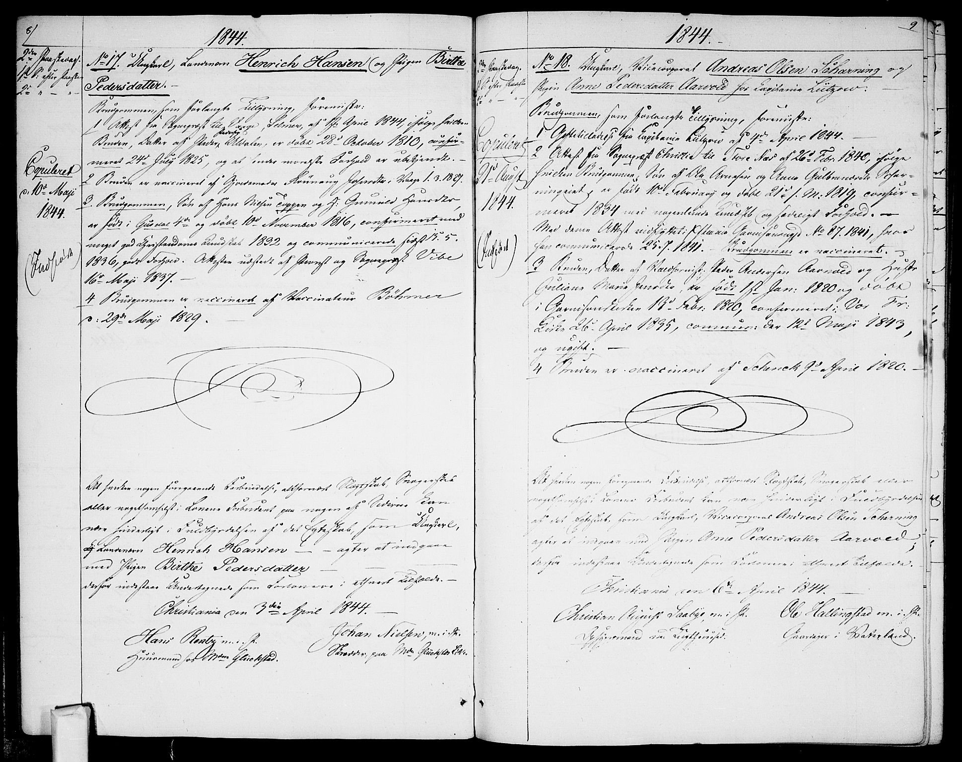 Garnisonsmenigheten Kirkebøker, SAO/A-10846/H/Ha/L0005: Banns register no. I 5, 1844-1856, p. 8-9