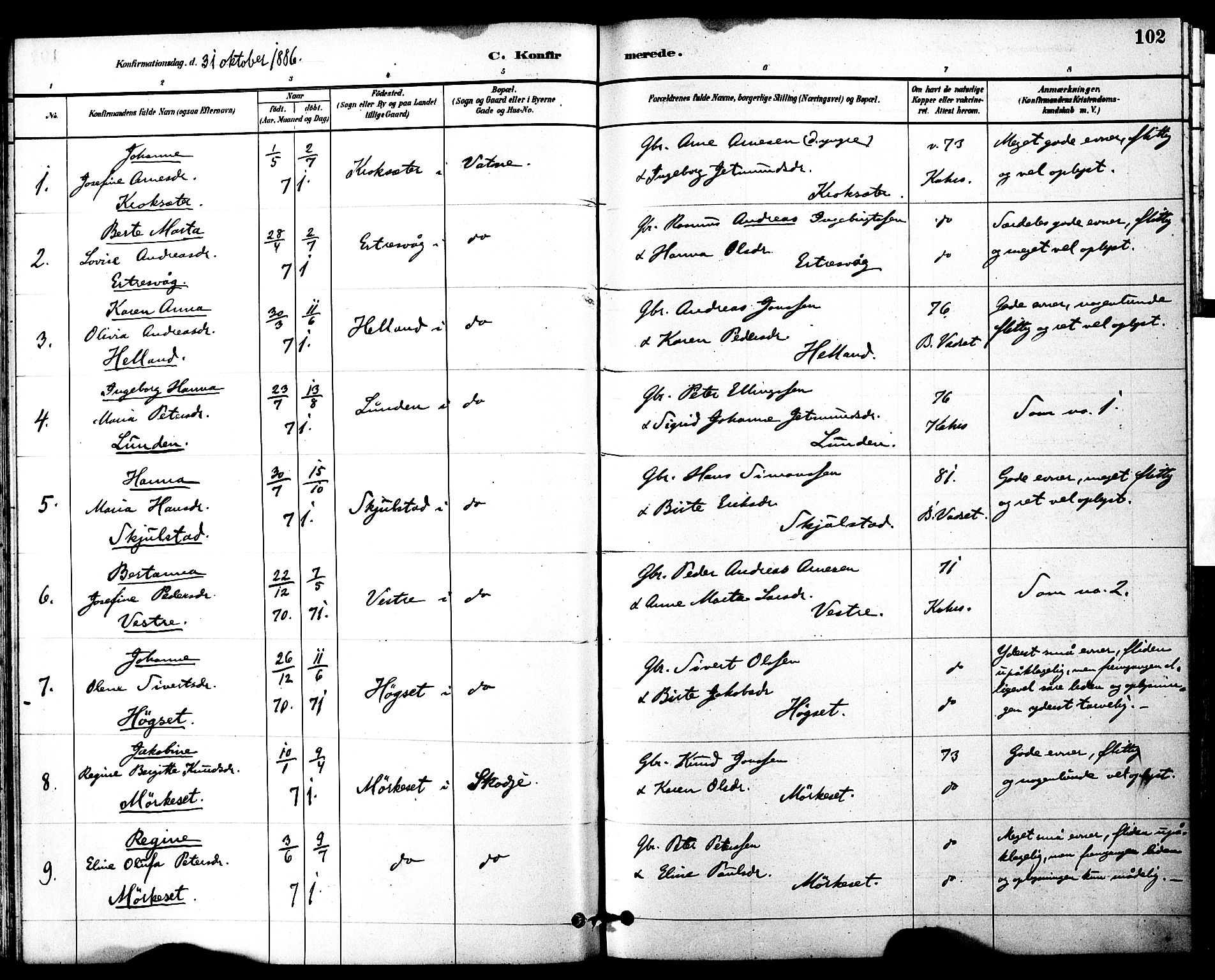 Ministerialprotokoller, klokkerbøker og fødselsregistre - Møre og Romsdal, AV/SAT-A-1454/525/L0374: Parish register (official) no. 525A04, 1880-1899, p. 102