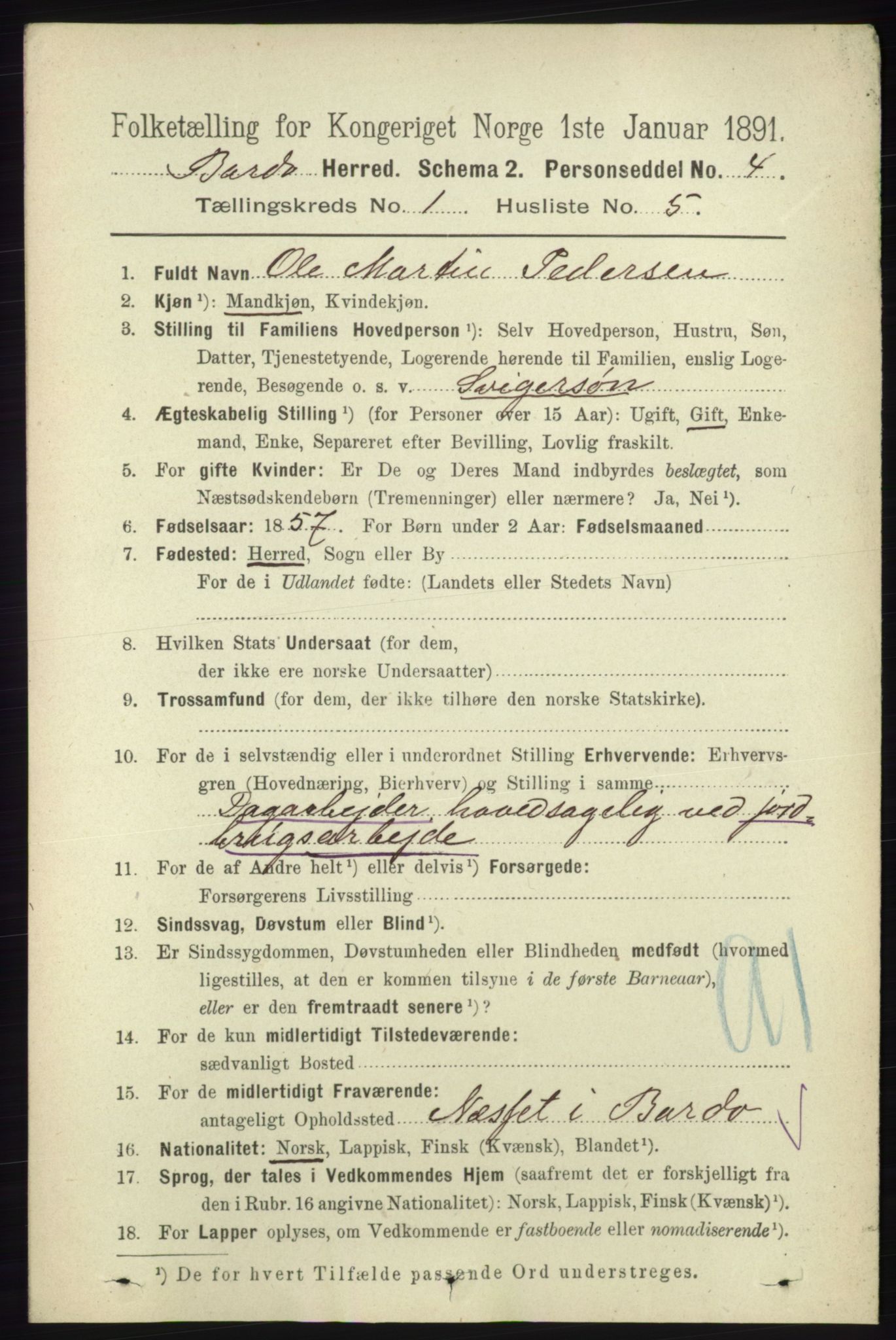 RA, 1891 census for 1922 Bardu, 1891, p. 104