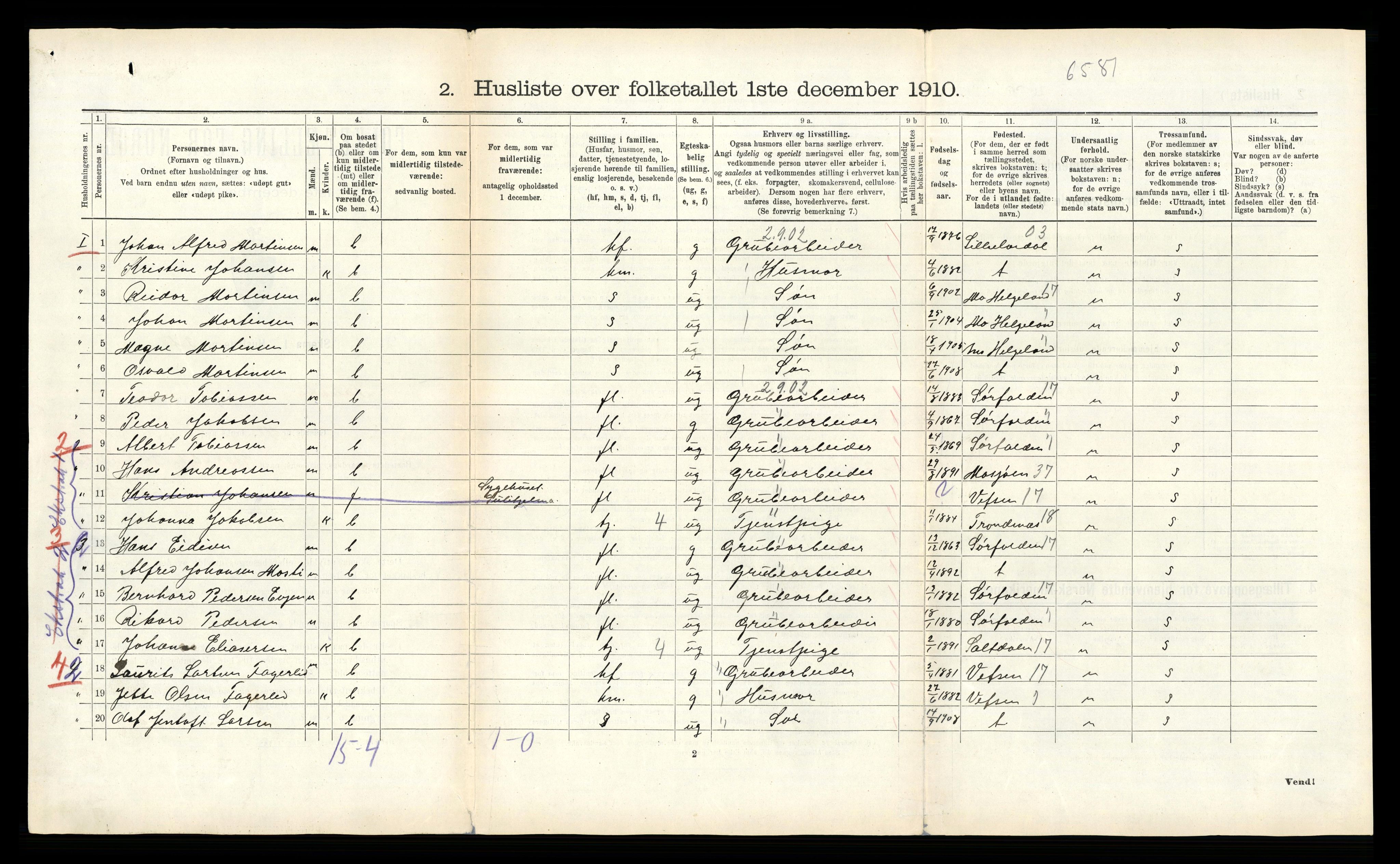 RA, 1910 census for Fauske, 1910, p. 351