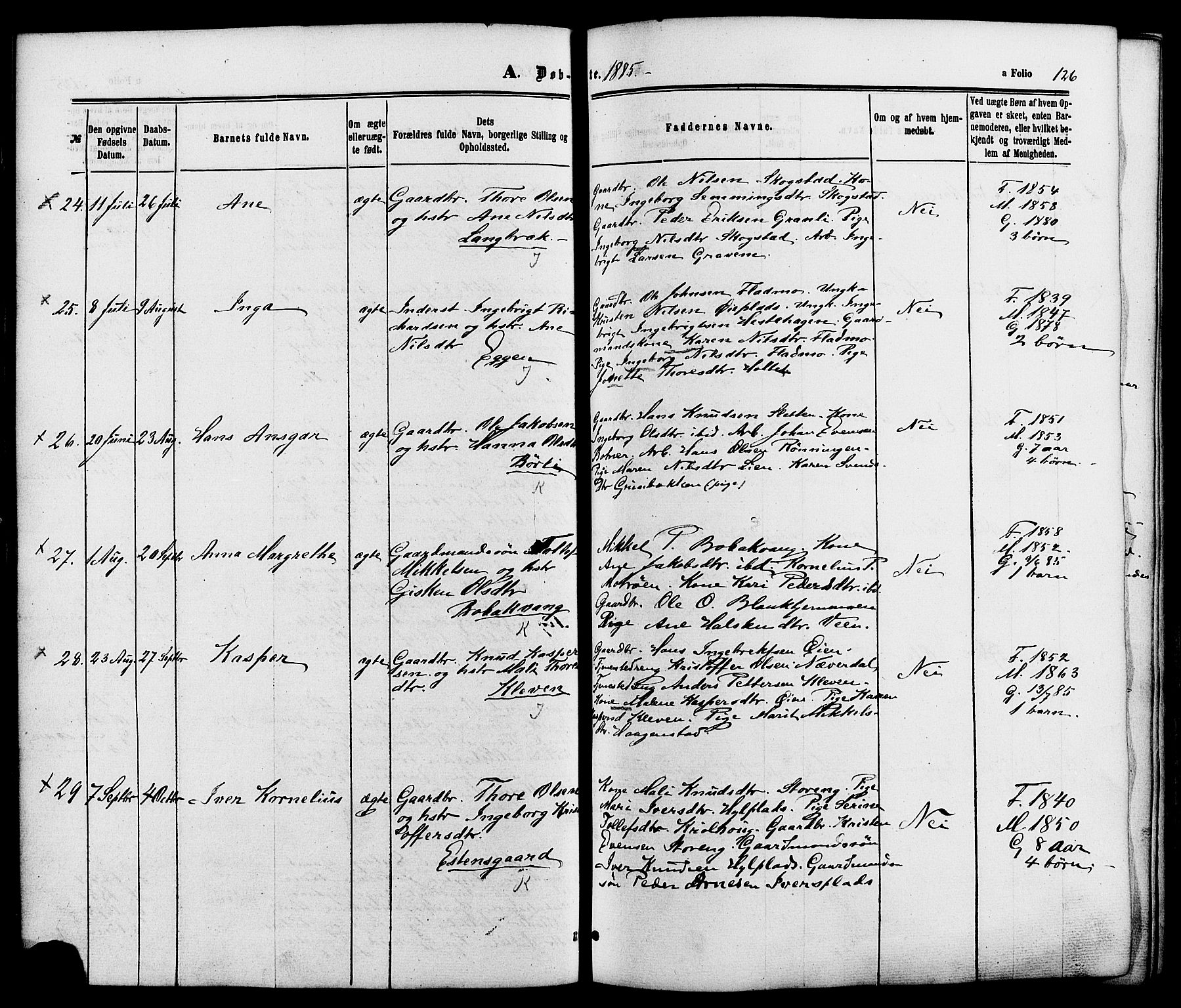 Kvikne prestekontor, AV/SAH-PREST-064/H/Ha/Haa/L0006: Parish register (official) no. 6, 1863-1886, p. 126