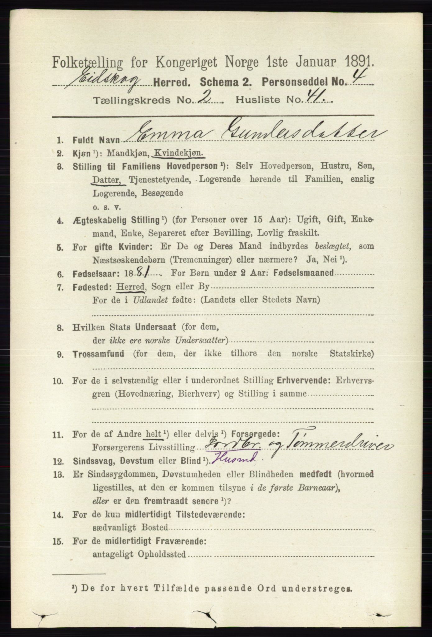 RA, 1891 census for 0420 Eidskog, 1891, p. 773