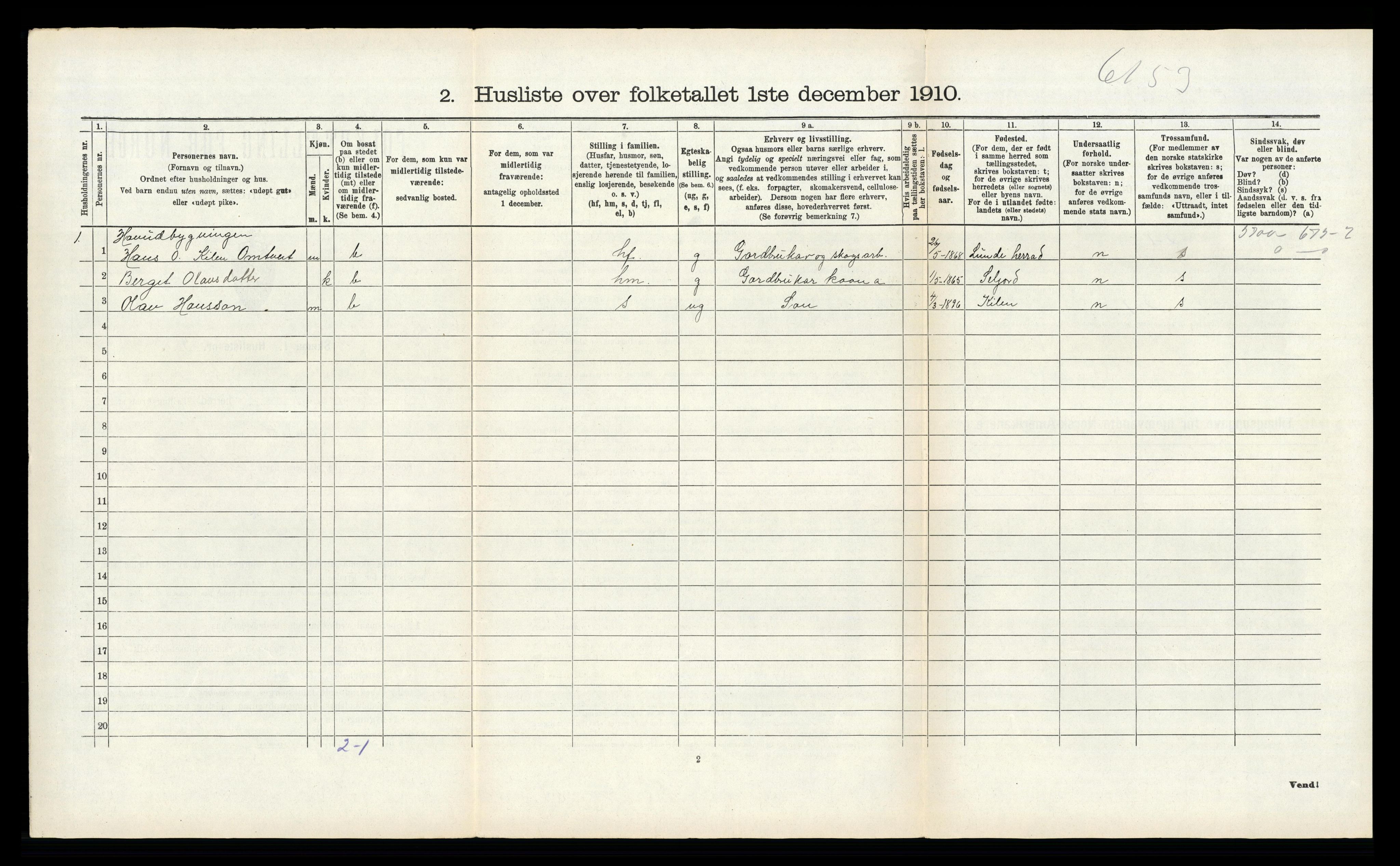 RA, 1910 census for Kviteseid, 1910, p. 1149