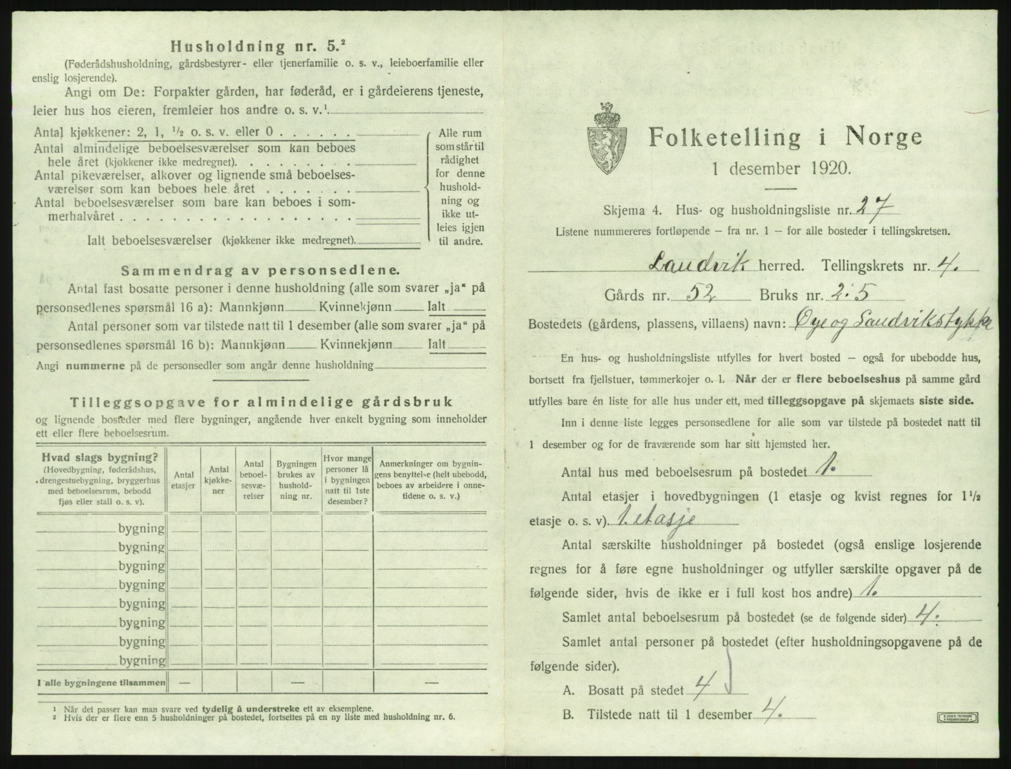SAK, 1920 census for Landvik, 1920, p. 734