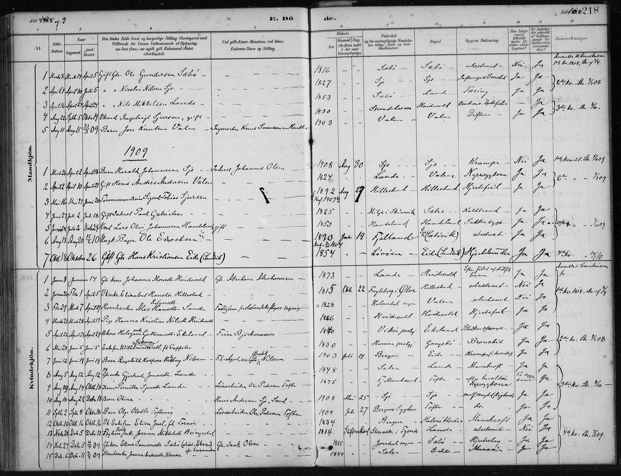 Fjelberg sokneprestembete, SAB/A-75201/H/Haa: Parish register (official) no. C  1, 1879-1918, p. 218