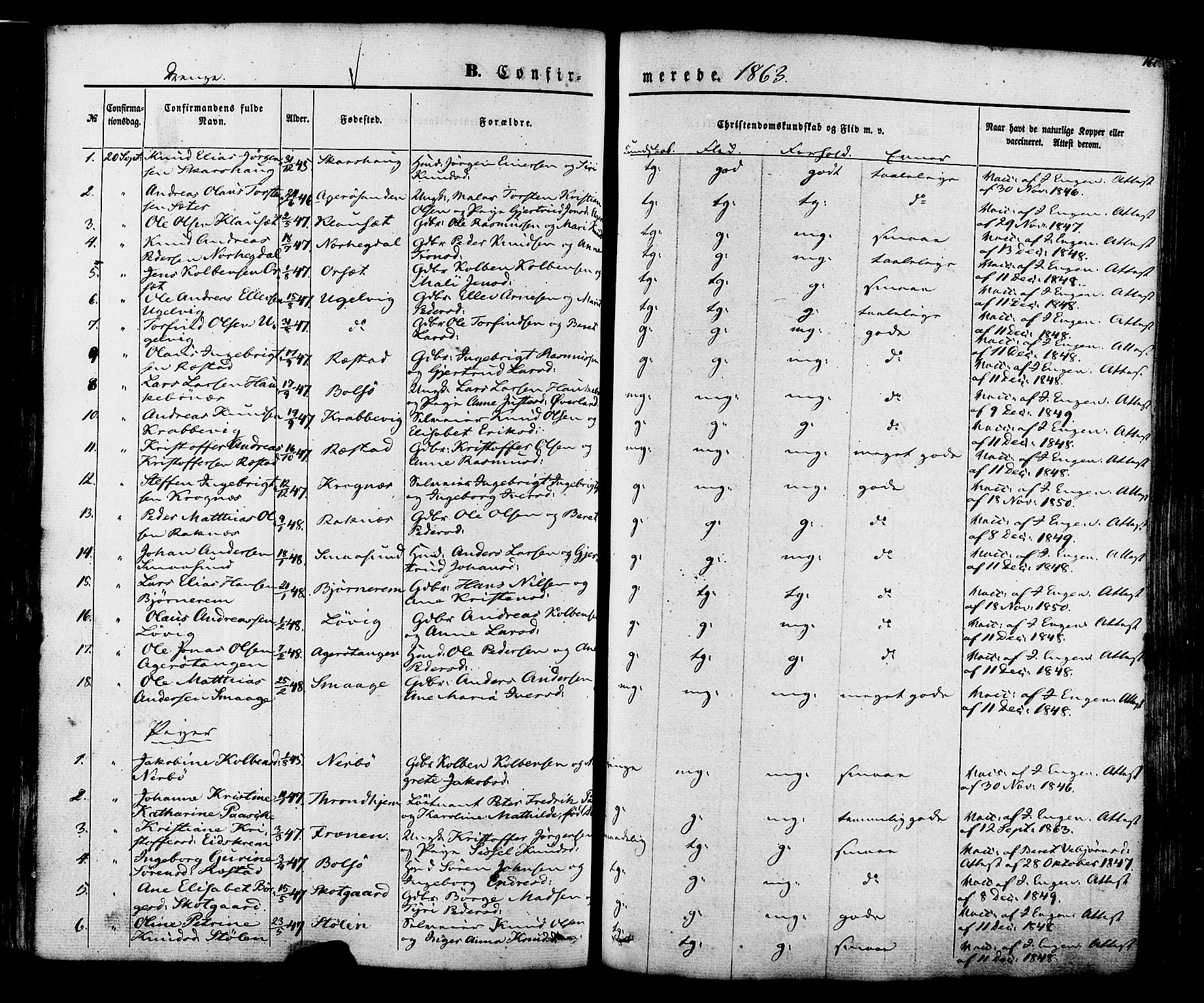 Ministerialprotokoller, klokkerbøker og fødselsregistre - Møre og Romsdal, SAT/A-1454/560/L0719: Parish register (official) no. 560A03, 1845-1872, p. 160