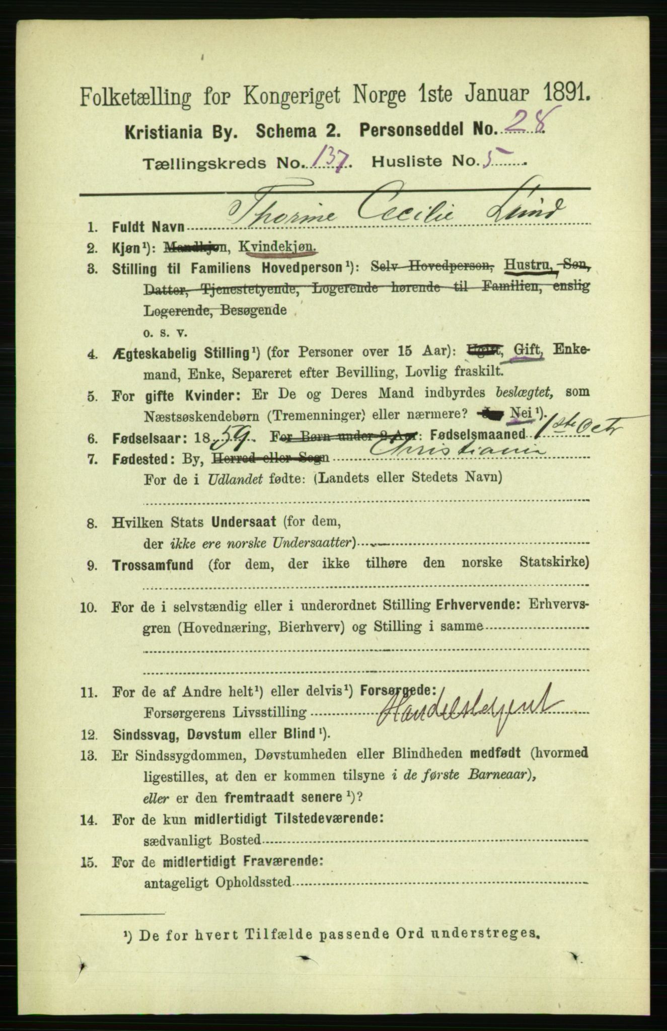RA, 1891 census for 0301 Kristiania, 1891, p. 76426