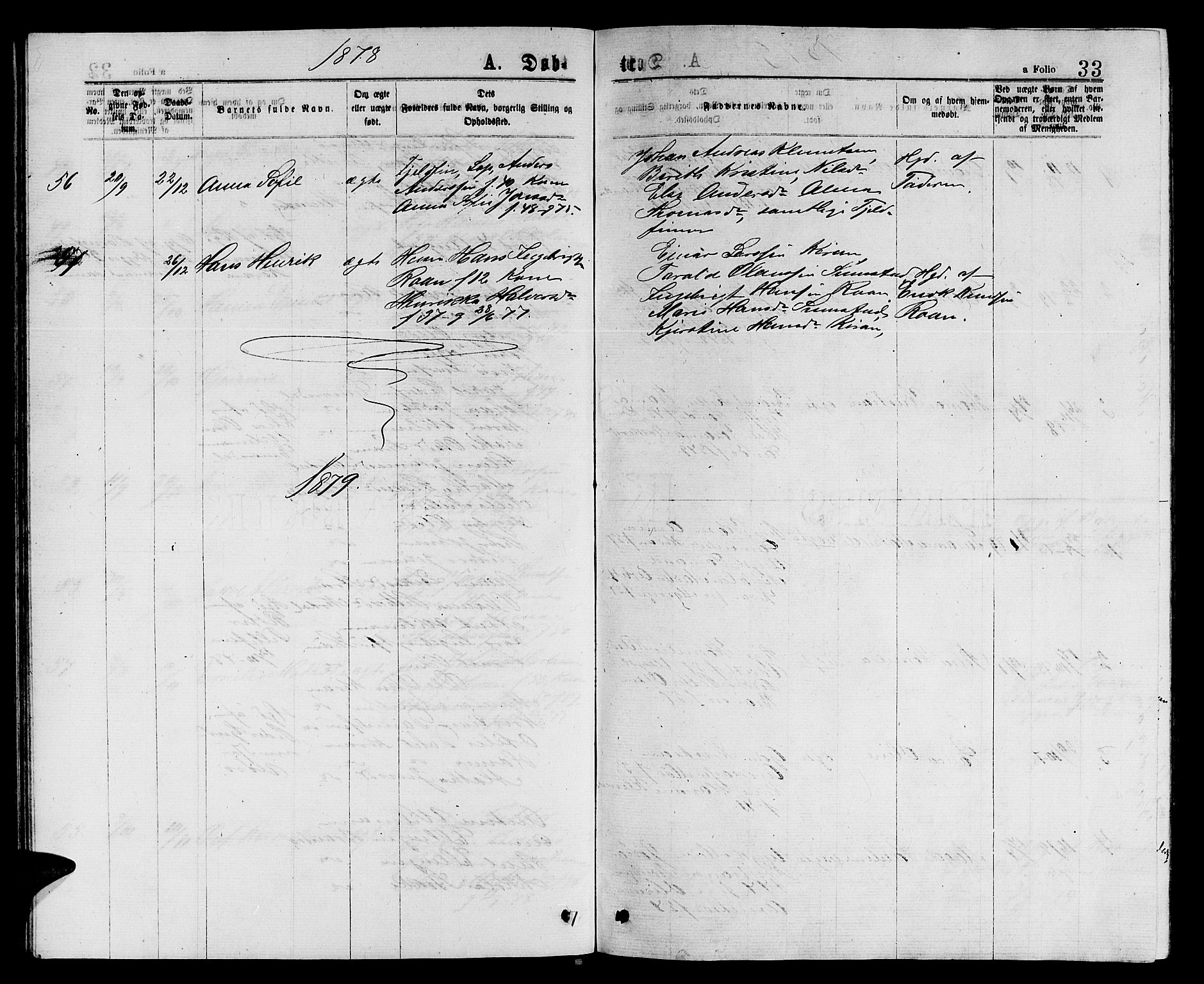 Ministerialprotokoller, klokkerbøker og fødselsregistre - Sør-Trøndelag, AV/SAT-A-1456/657/L0715: Parish register (copy) no. 657C02, 1873-1888, p. 33