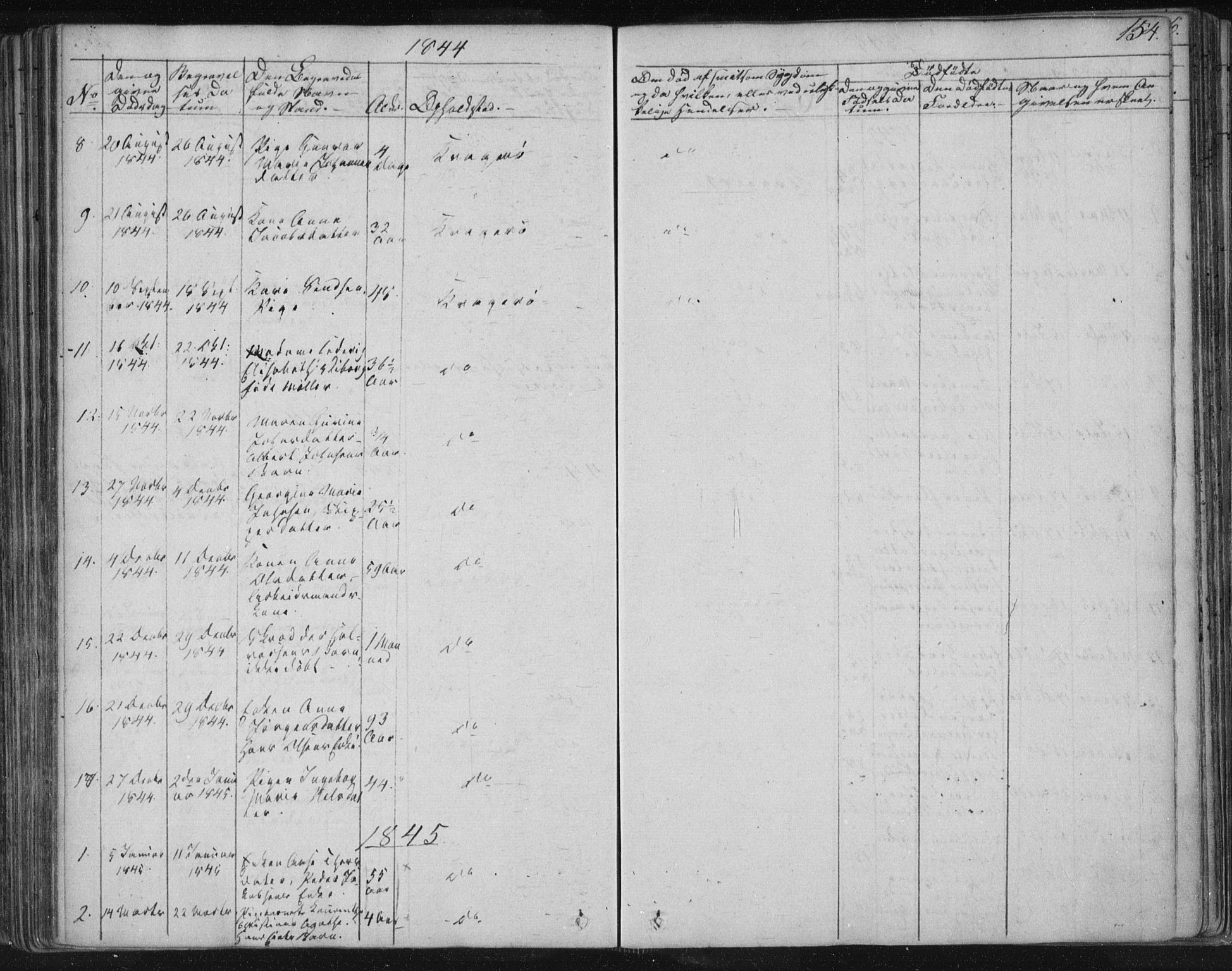 Kragerø kirkebøker, SAKO/A-278/F/Fa/L0005: Parish register (official) no. 5, 1832-1847, p. 154