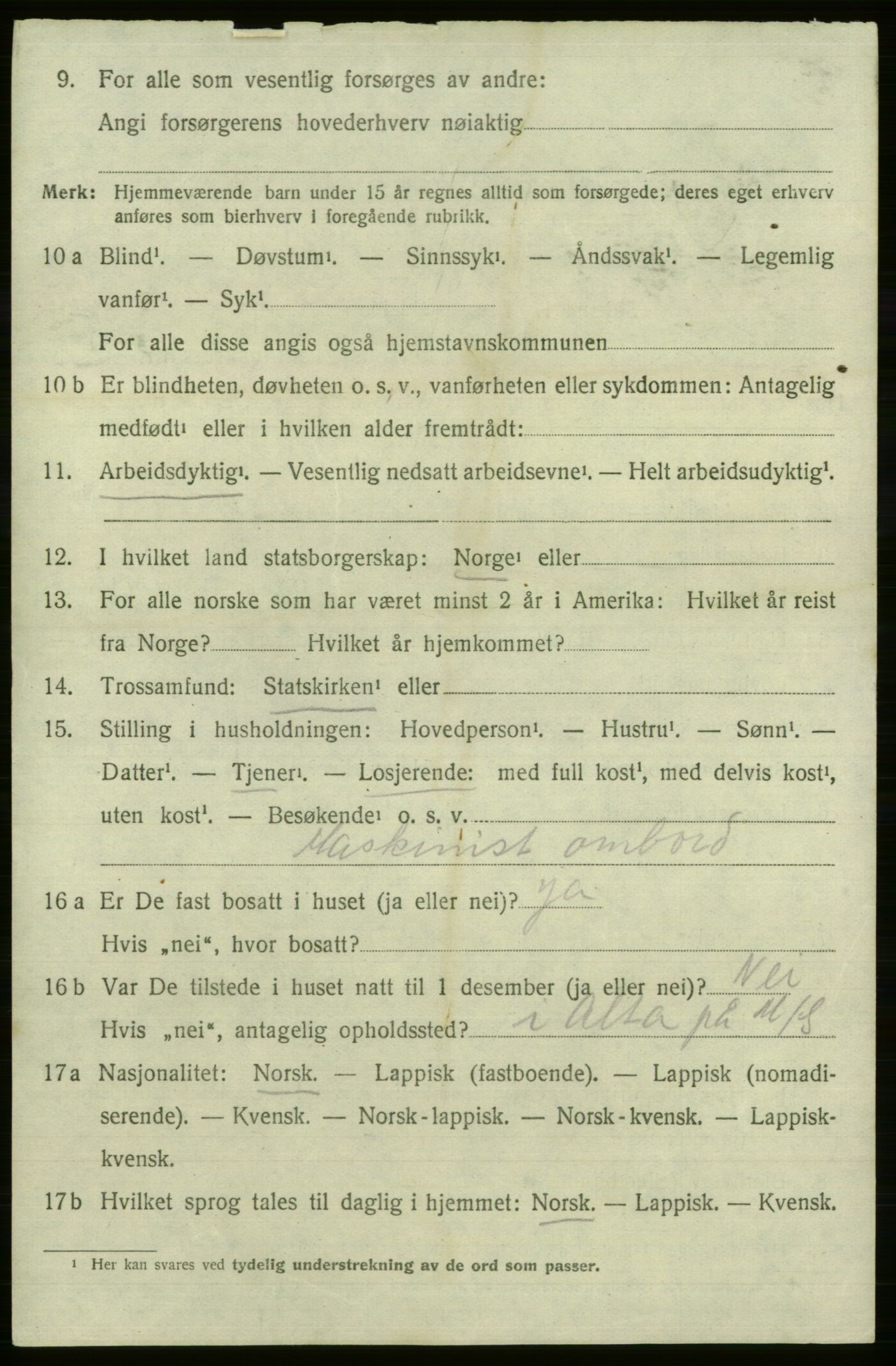 SATØ, 1920 census for Loppa, 1920, p. 2531