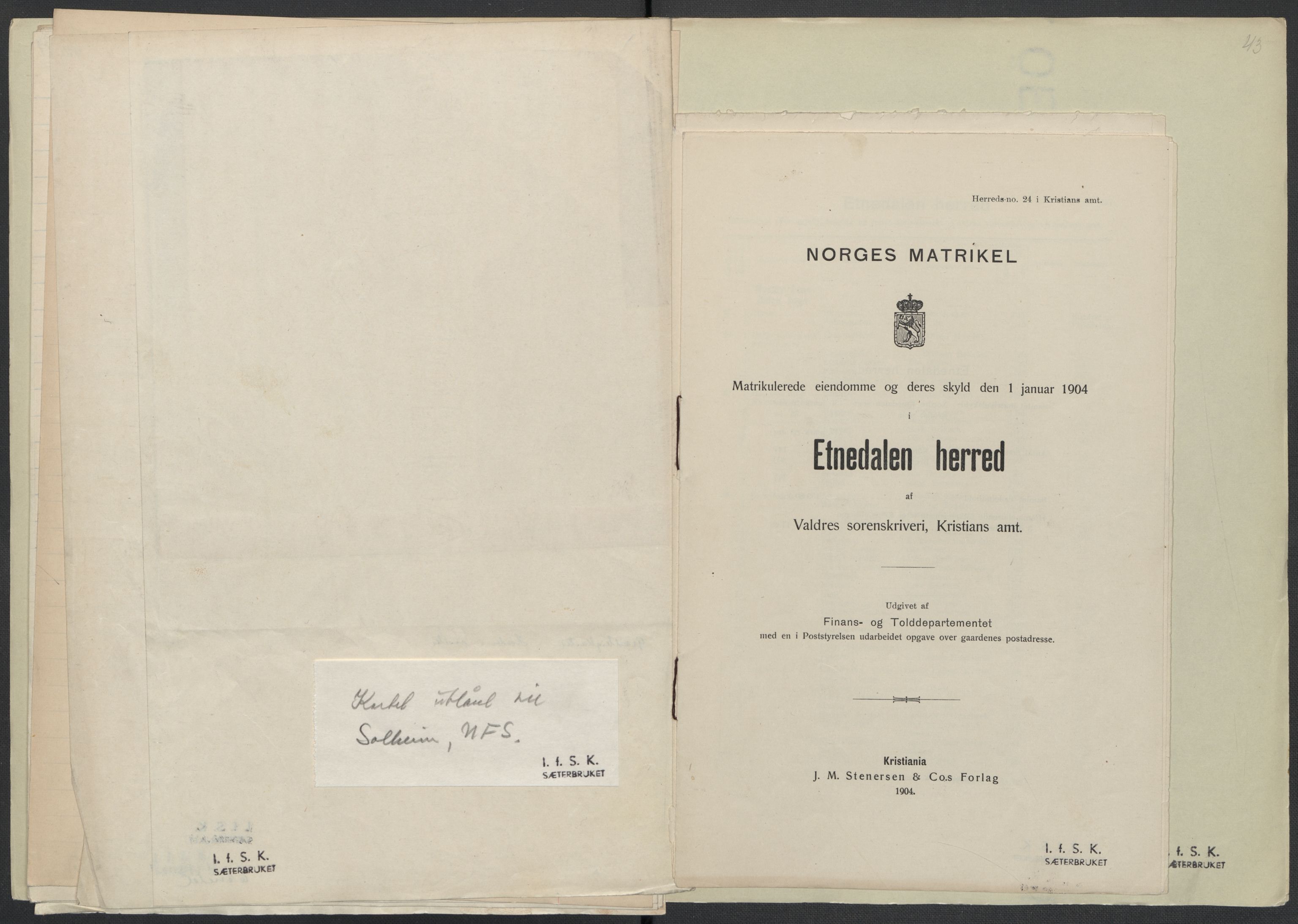 Instituttet for sammenlignende kulturforskning, AV/RA-PA-0424/F/Fc/L0005/0001: Eske B5: / Oppland (perm X), 1934-1935, p. 43