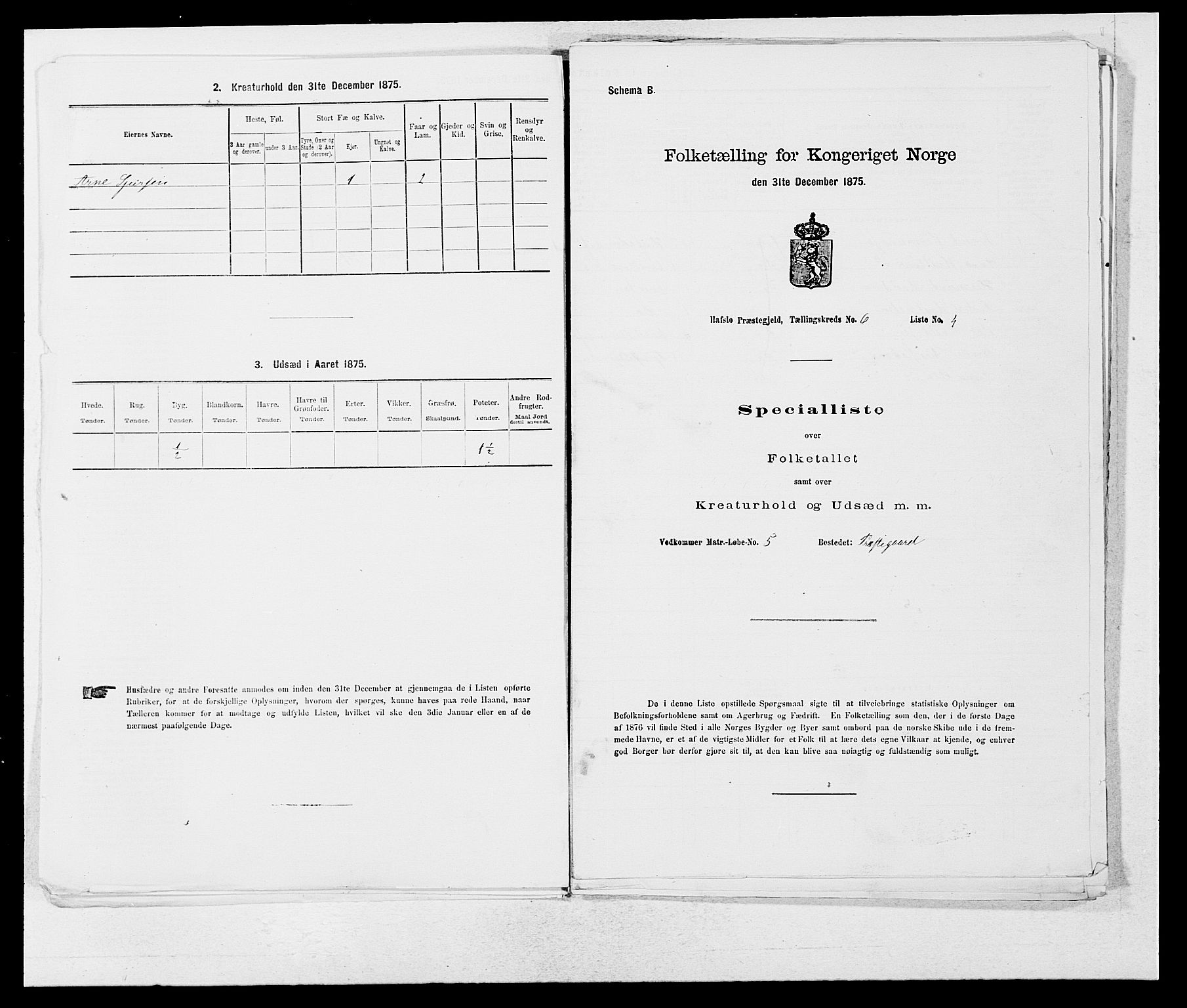 SAB, 1875 census for 1425P Hafslo, 1875, p. 688