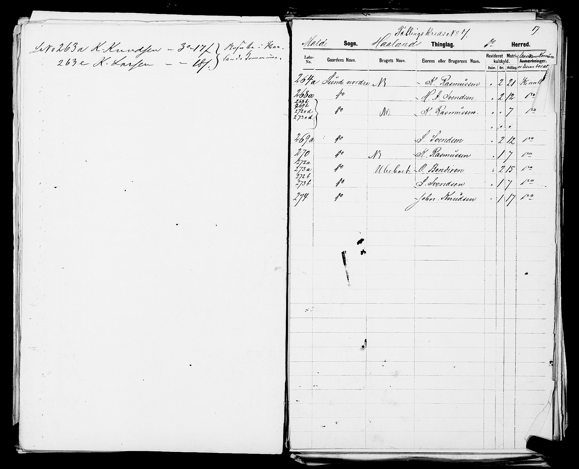 SAST, 1875 census for 1124P Håland, 1875, p. 47