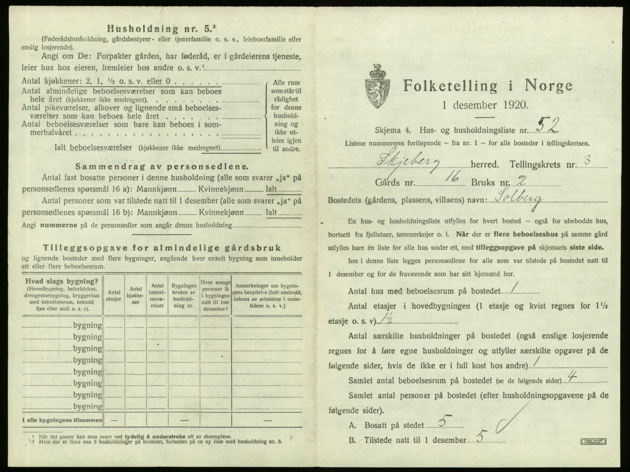 SAO, 1920 census for Skjeberg, 1920, p. 533