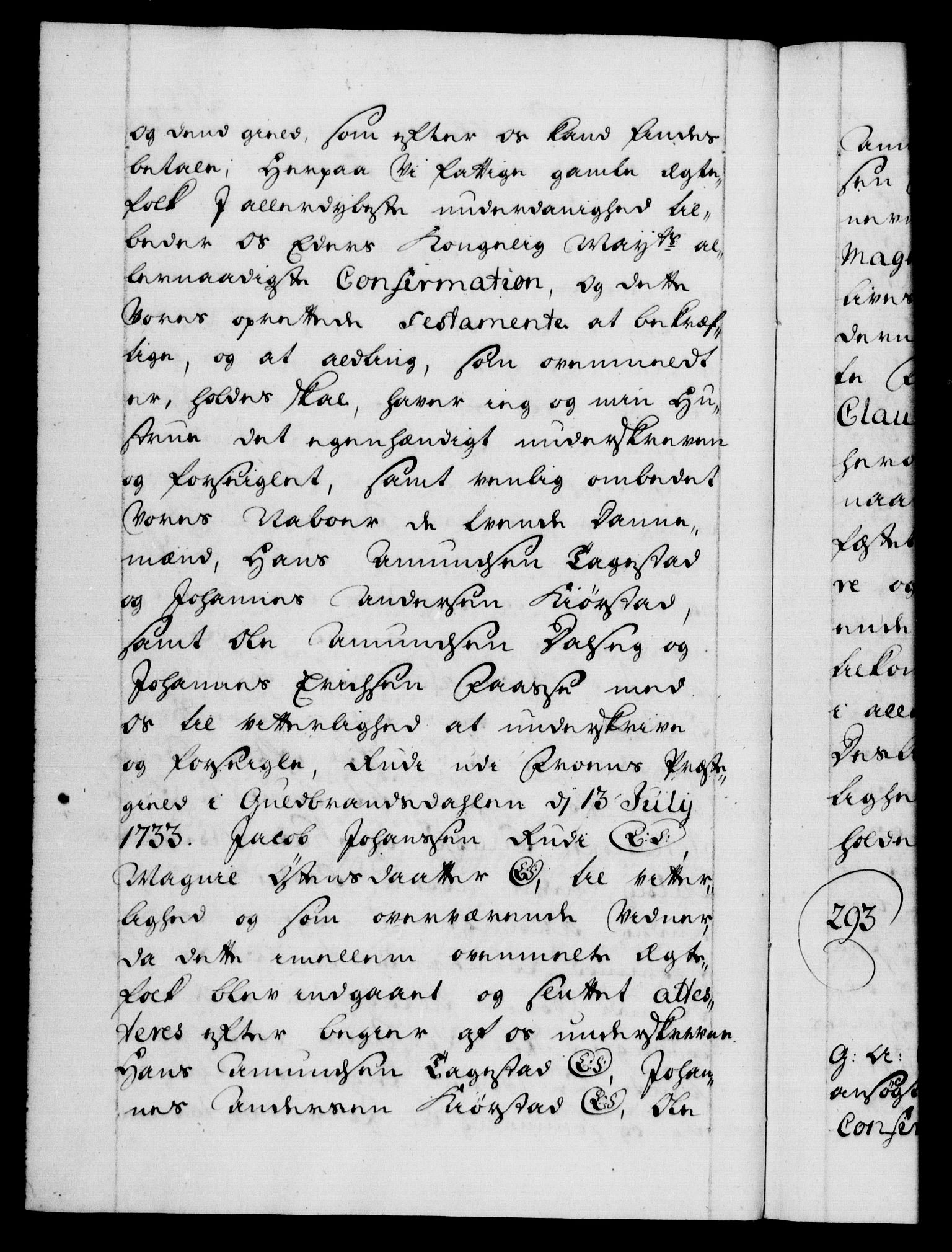 Danske Kanselli 1572-1799, AV/RA-EA-3023/F/Fc/Fca/Fcaa/L0028: Norske registre, 1733-1734, p. 206b