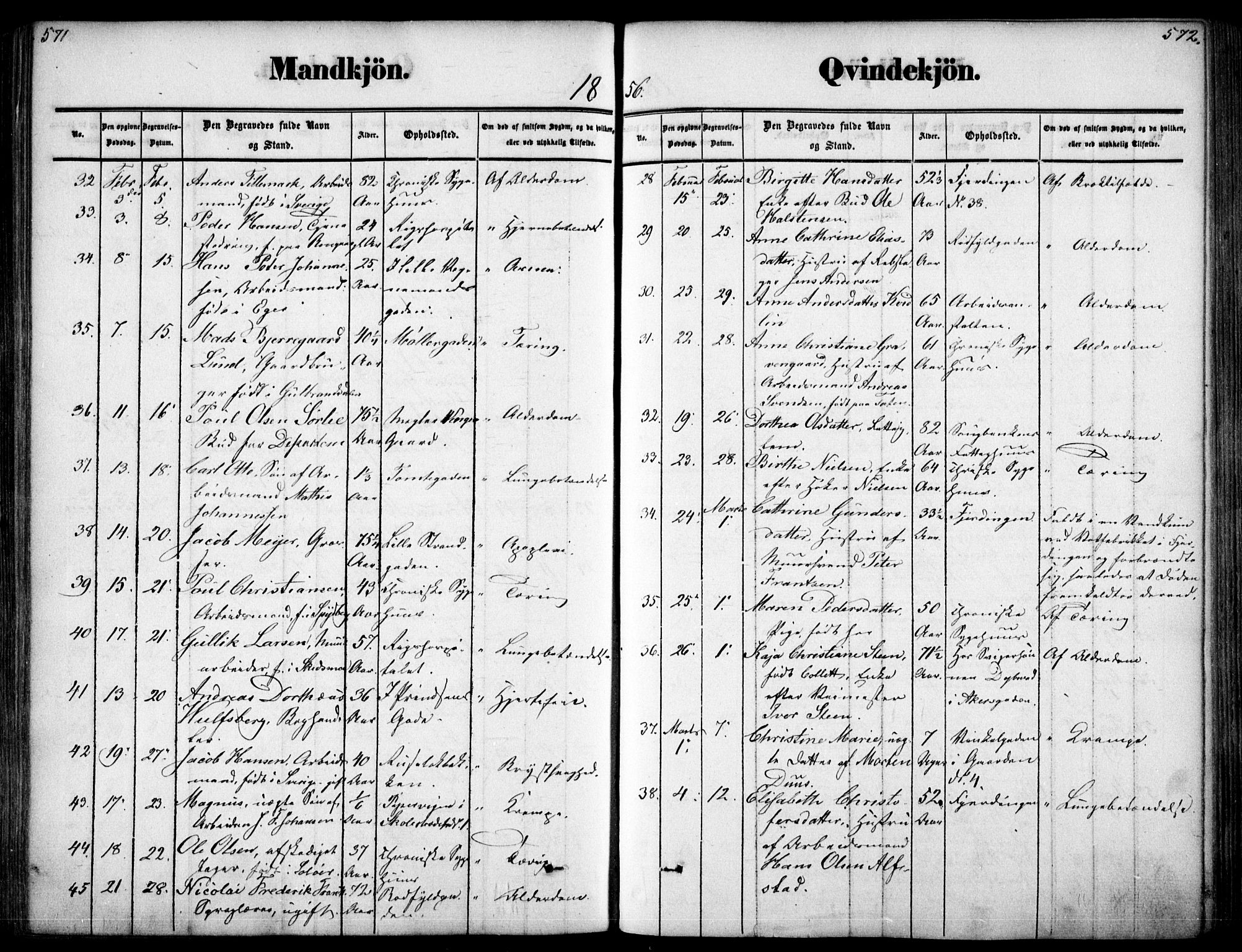 Oslo domkirke Kirkebøker, SAO/A-10752/F/Fa/L0025: Parish register (official) no. 25, 1847-1867, p. 571-572