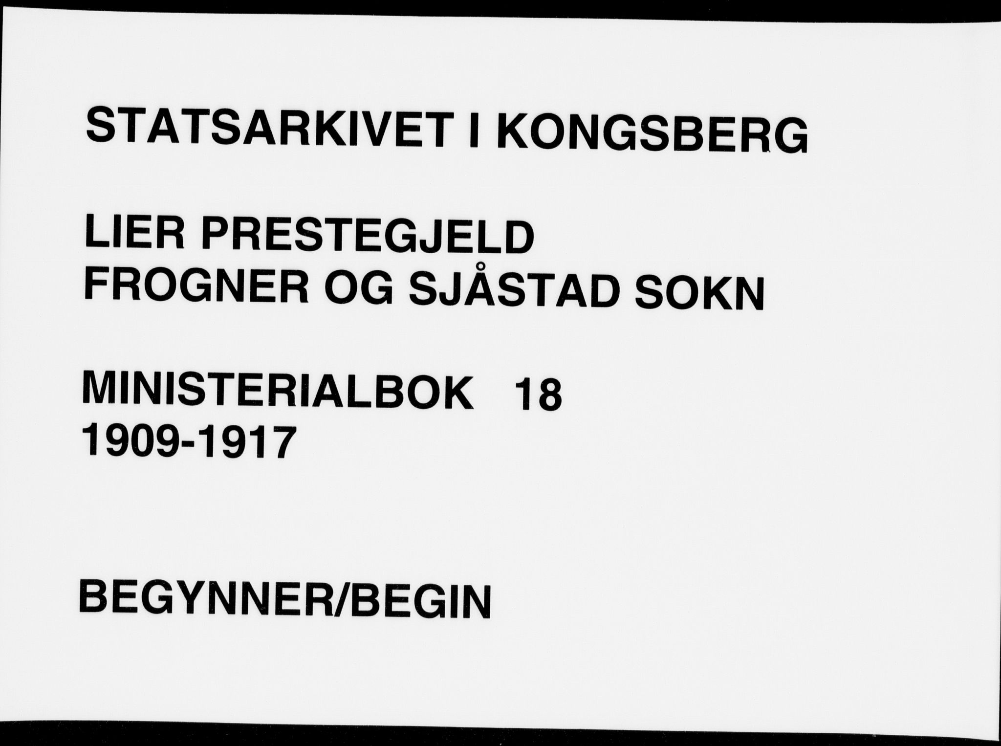 Lier kirkebøker, AV/SAKO-A-230/F/Fa/L0018: Parish register (official) no. I 18, 1909-1917