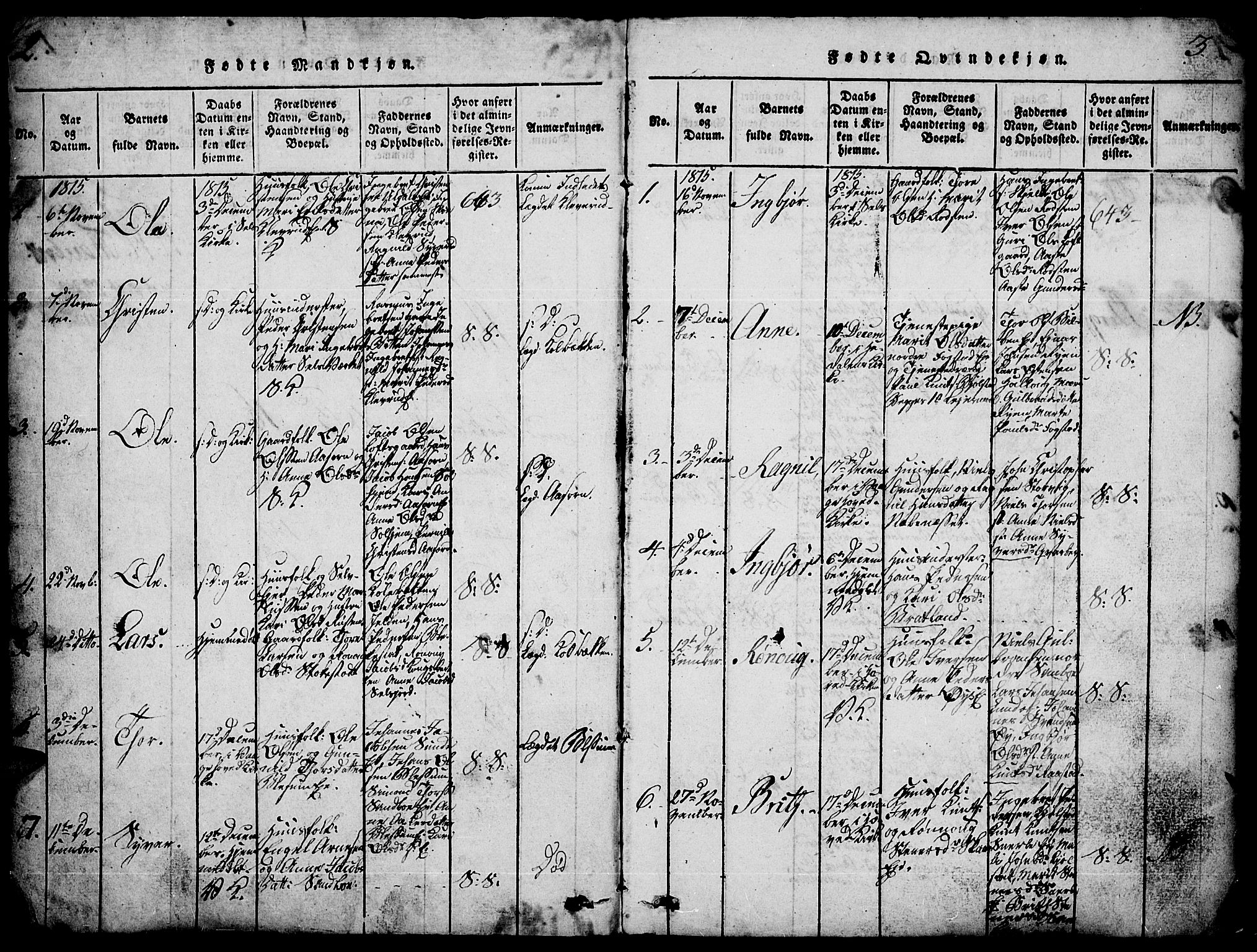 Vågå prestekontor, SAH/PREST-076/H/Ha/Haa/L0003: Parish register (official) no. 3, 1815-1827, p. 2-3
