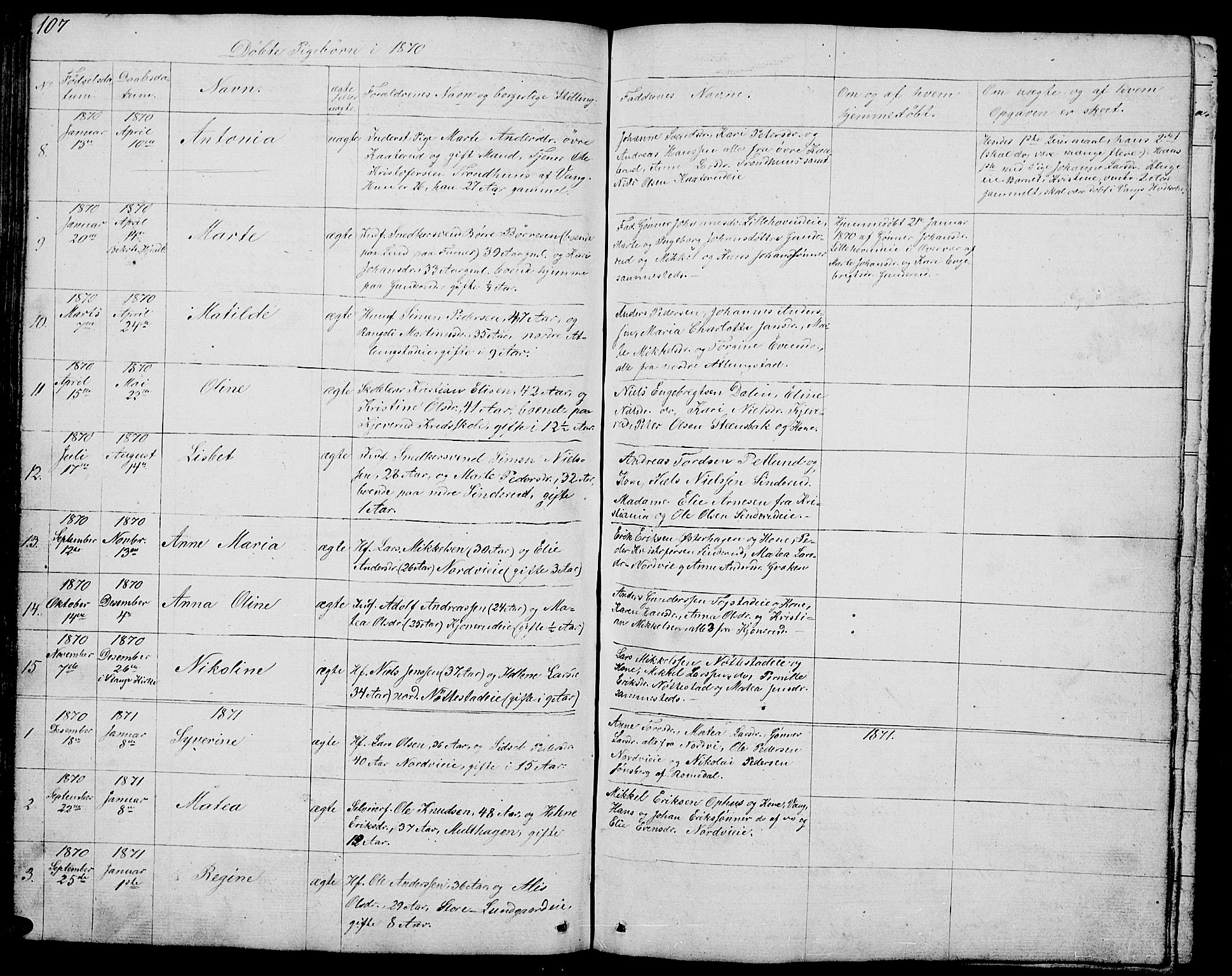 Stange prestekontor, SAH/PREST-002/L/L0002: Parish register (copy) no. 2, 1838-1879, p. 107