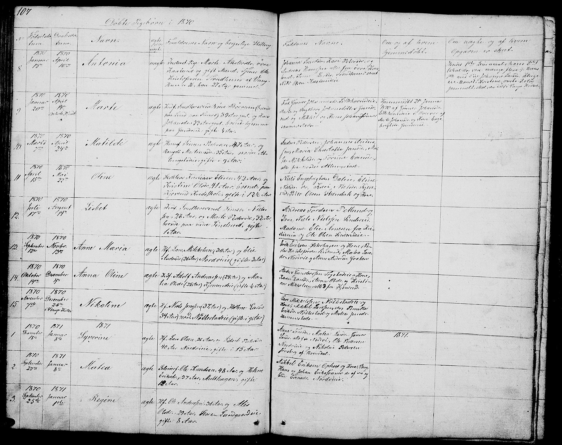 Stange prestekontor, AV/SAH-PREST-002/L/L0002: Parish register (copy) no. 2, 1838-1879, p. 107