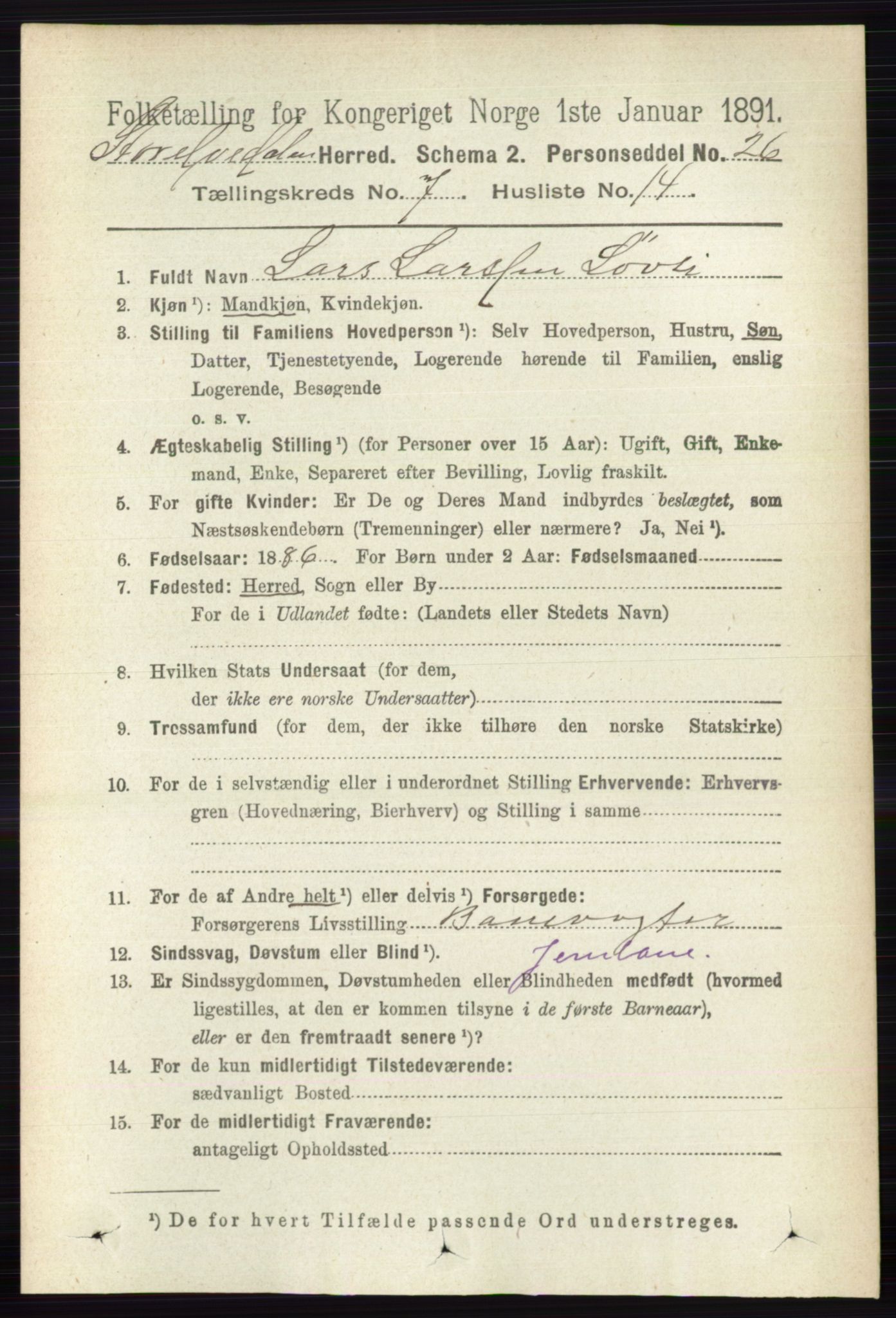 RA, 1891 census for 0430 Stor-Elvdal, 1891, p. 2770
