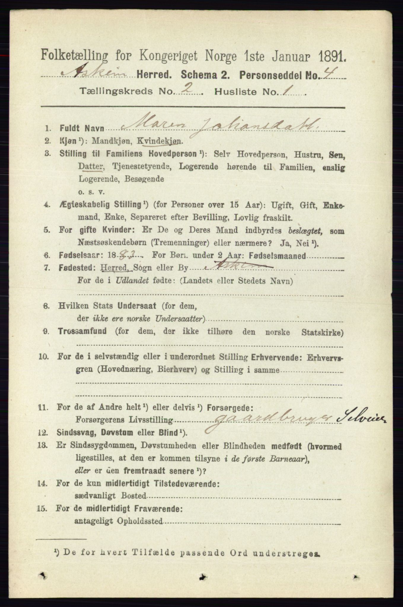 RA, 1891 census for 0124 Askim, 1891, p. 254