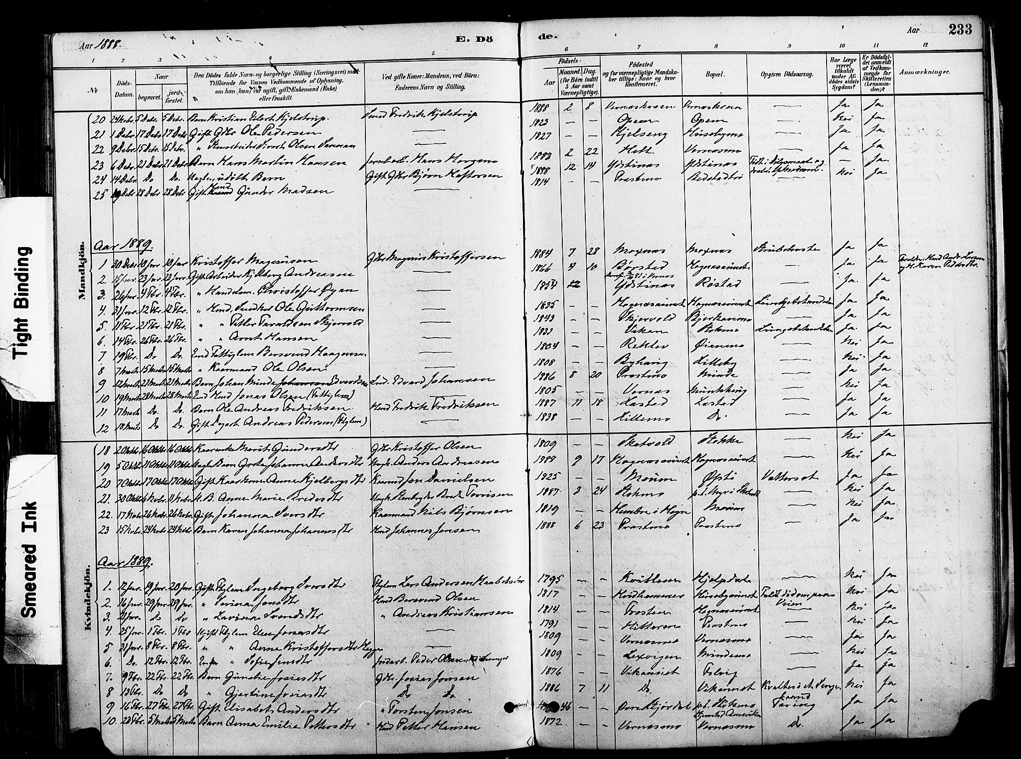 Ministerialprotokoller, klokkerbøker og fødselsregistre - Nord-Trøndelag, SAT/A-1458/709/L0077: Parish register (official) no. 709A17, 1880-1895, p. 233