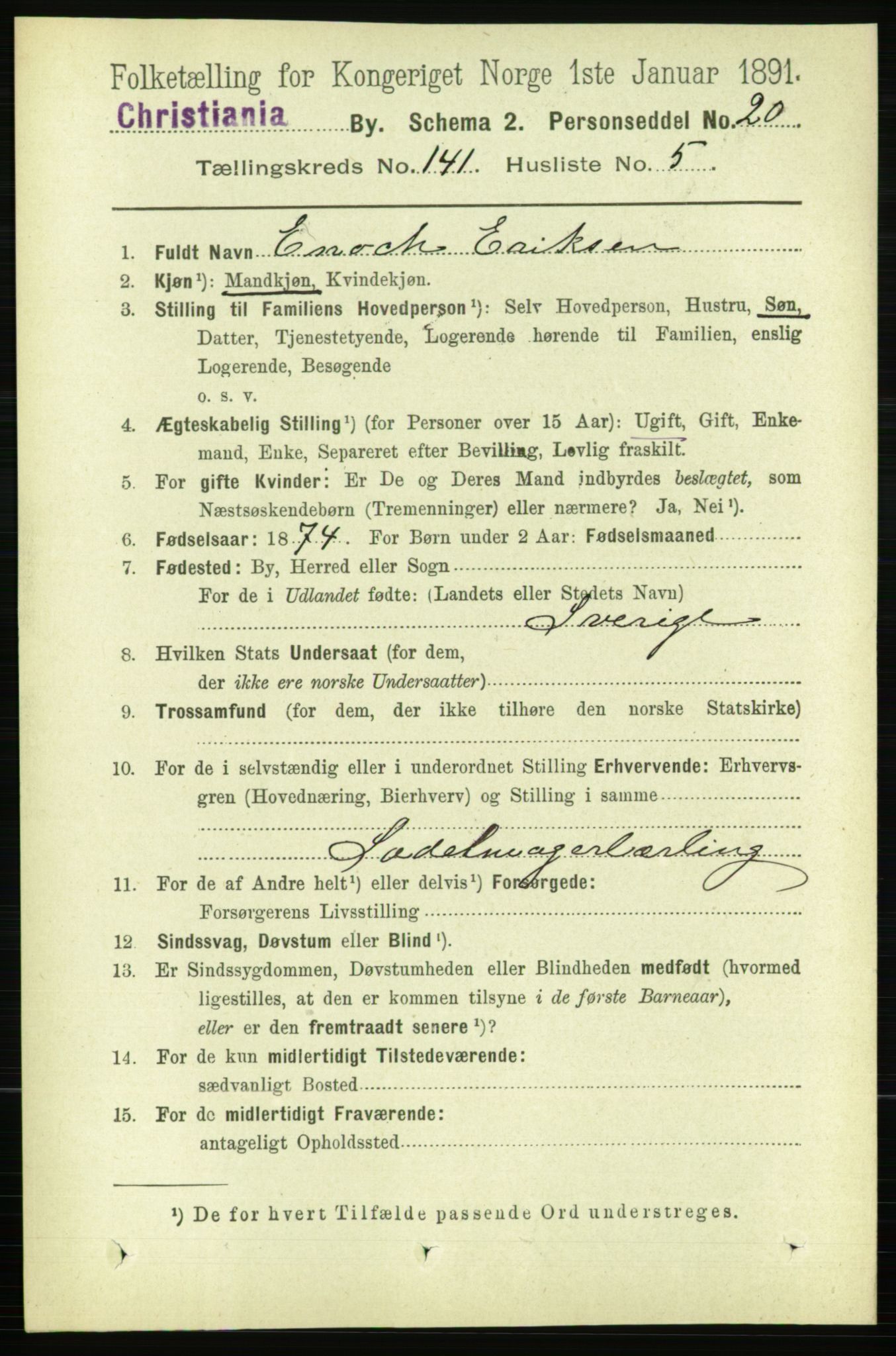 RA, 1891 census for 0301 Kristiania, 1891, p. 78220