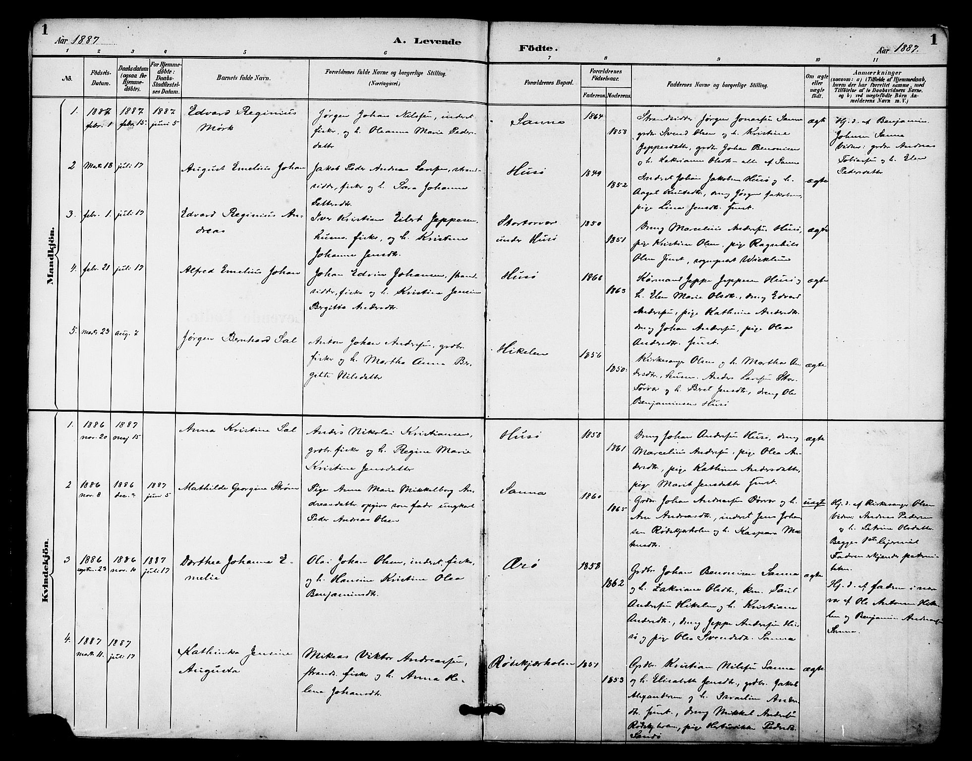 Ministerialprotokoller, klokkerbøker og fødselsregistre - Nordland, SAT/A-1459/840/L0580: Parish register (official) no. 840A02, 1887-1909, p. 1