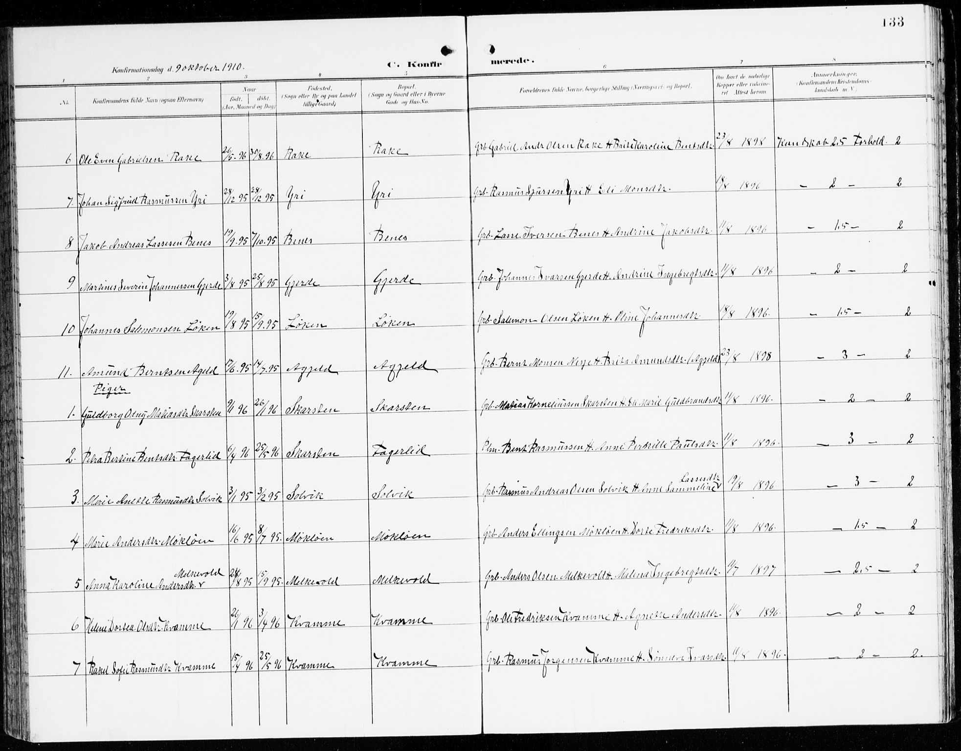 Innvik sokneprestembete, AV/SAB-A-80501: Parish register (official) no. C 2, 1900-1920, p. 133