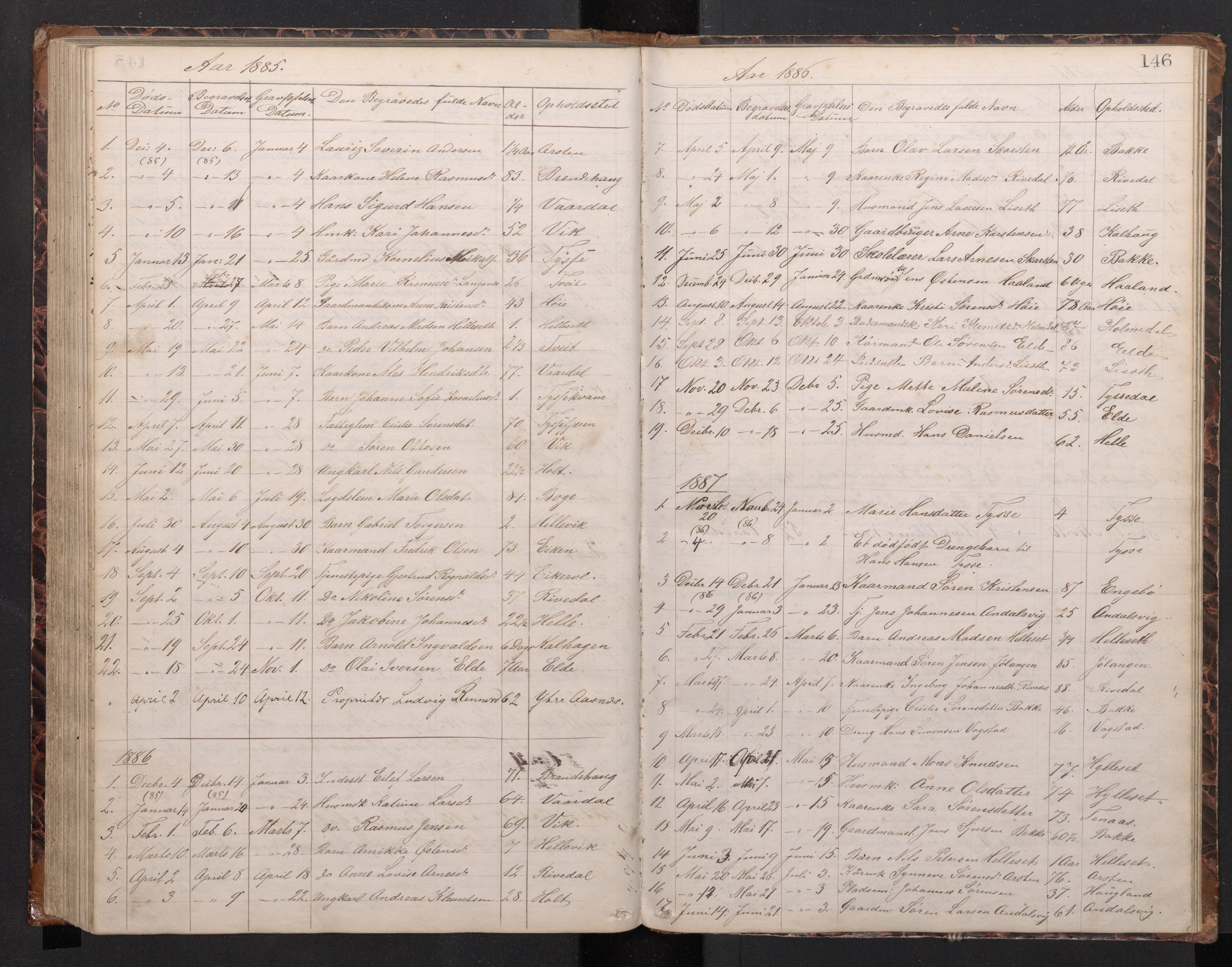 Fjaler sokneprestembete, SAB/A-79801/H/Hab/Habb/L0001: Parish register (copy) no. B 1, 1865-1894, p. 145b-146a