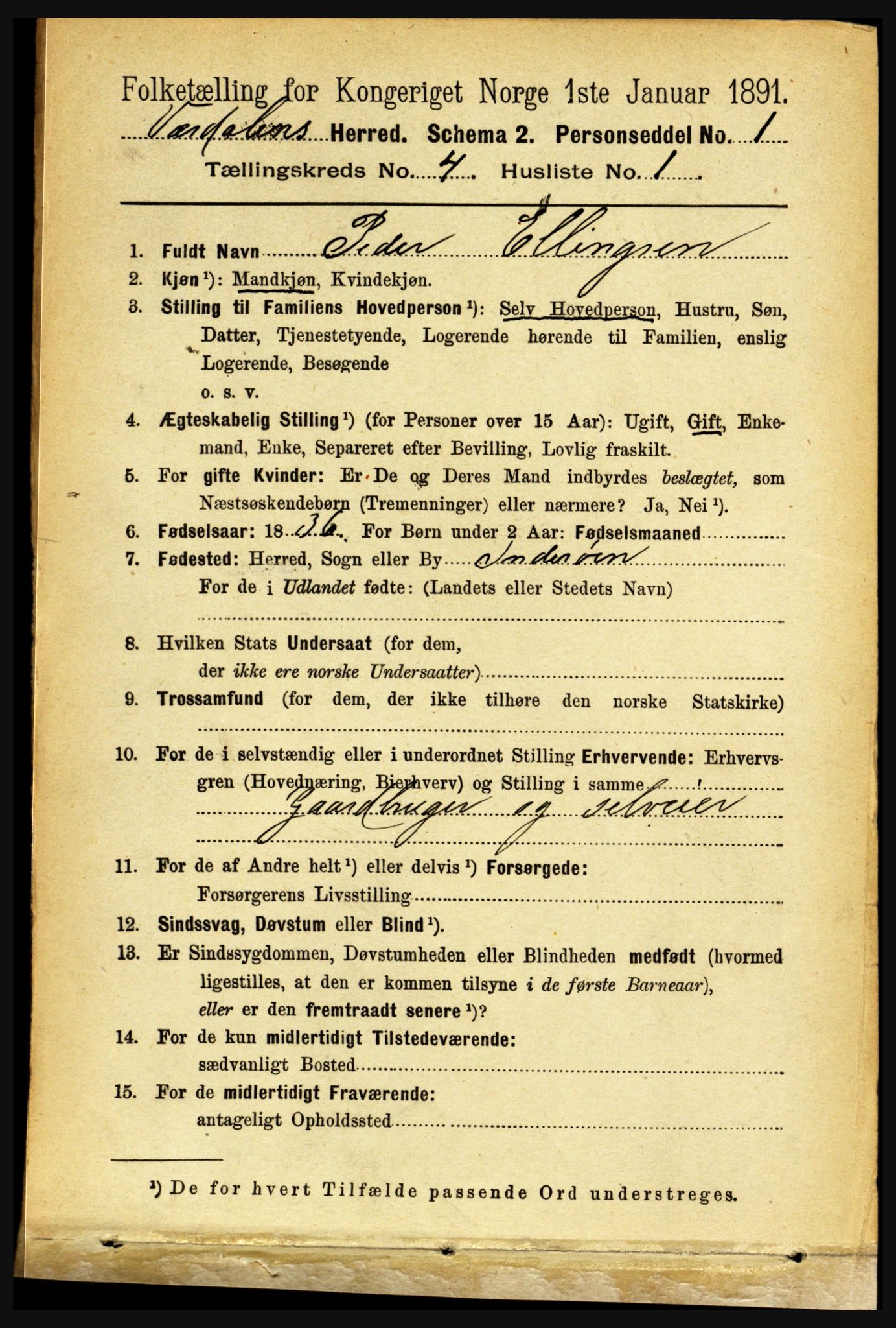 RA, 1891 census for 1721 Verdal, 1891, p. 2478