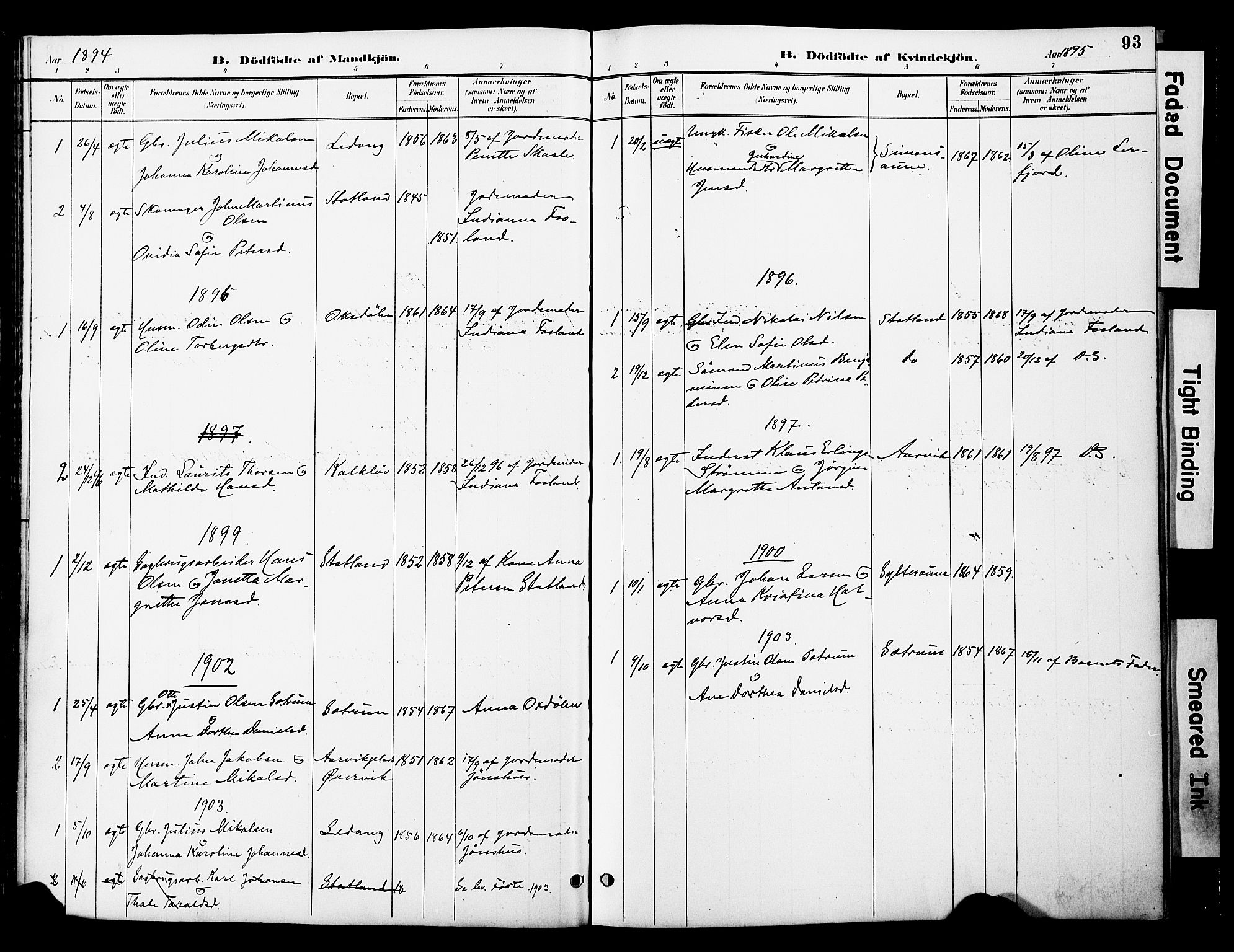 Ministerialprotokoller, klokkerbøker og fødselsregistre - Nord-Trøndelag, SAT/A-1458/774/L0628: Parish register (official) no. 774A02, 1887-1903, p. 93