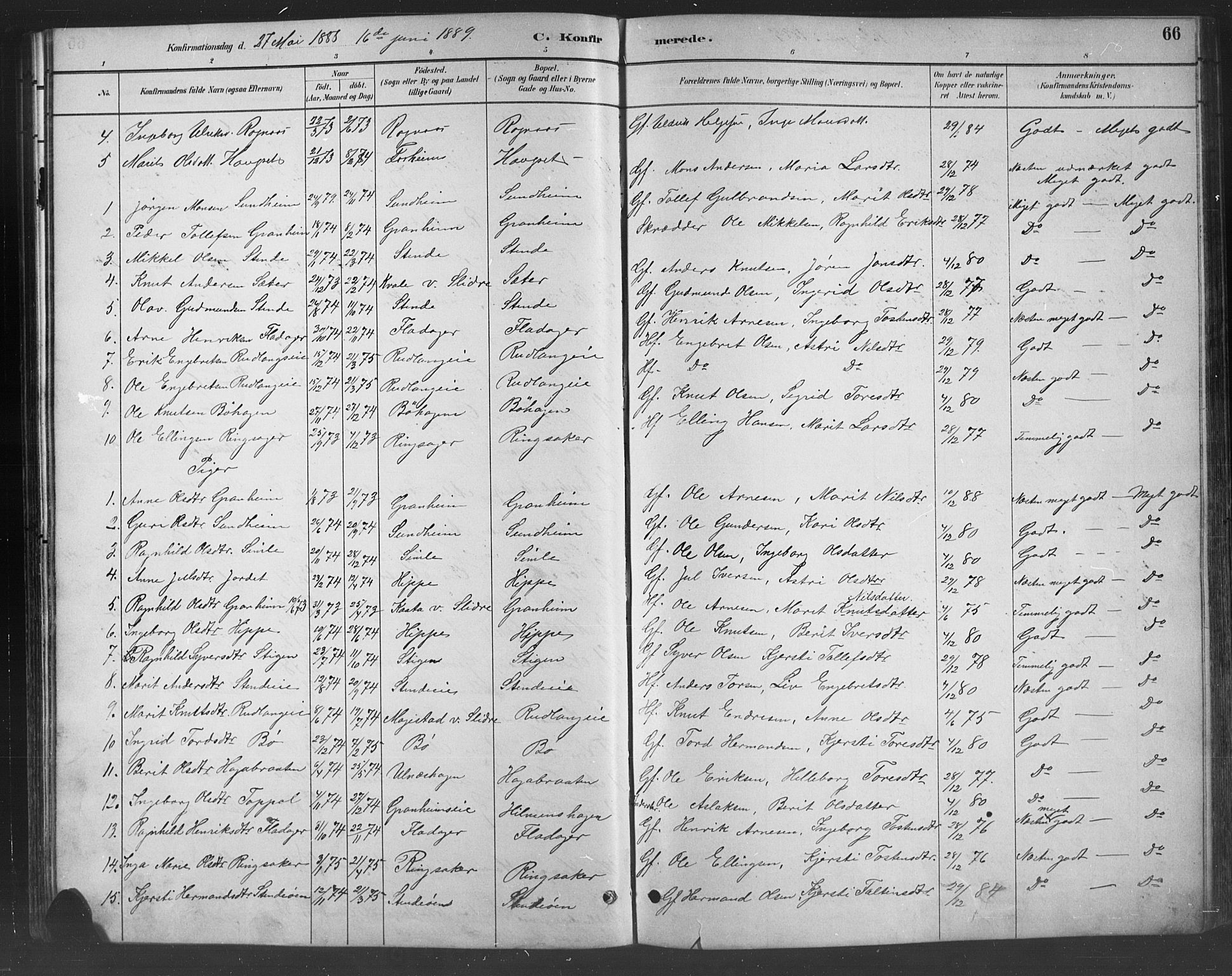 Nord-Aurdal prestekontor, SAH/PREST-132/H/Ha/Hab/L0008: Parish register (copy) no. 8, 1883-1916, p. 66