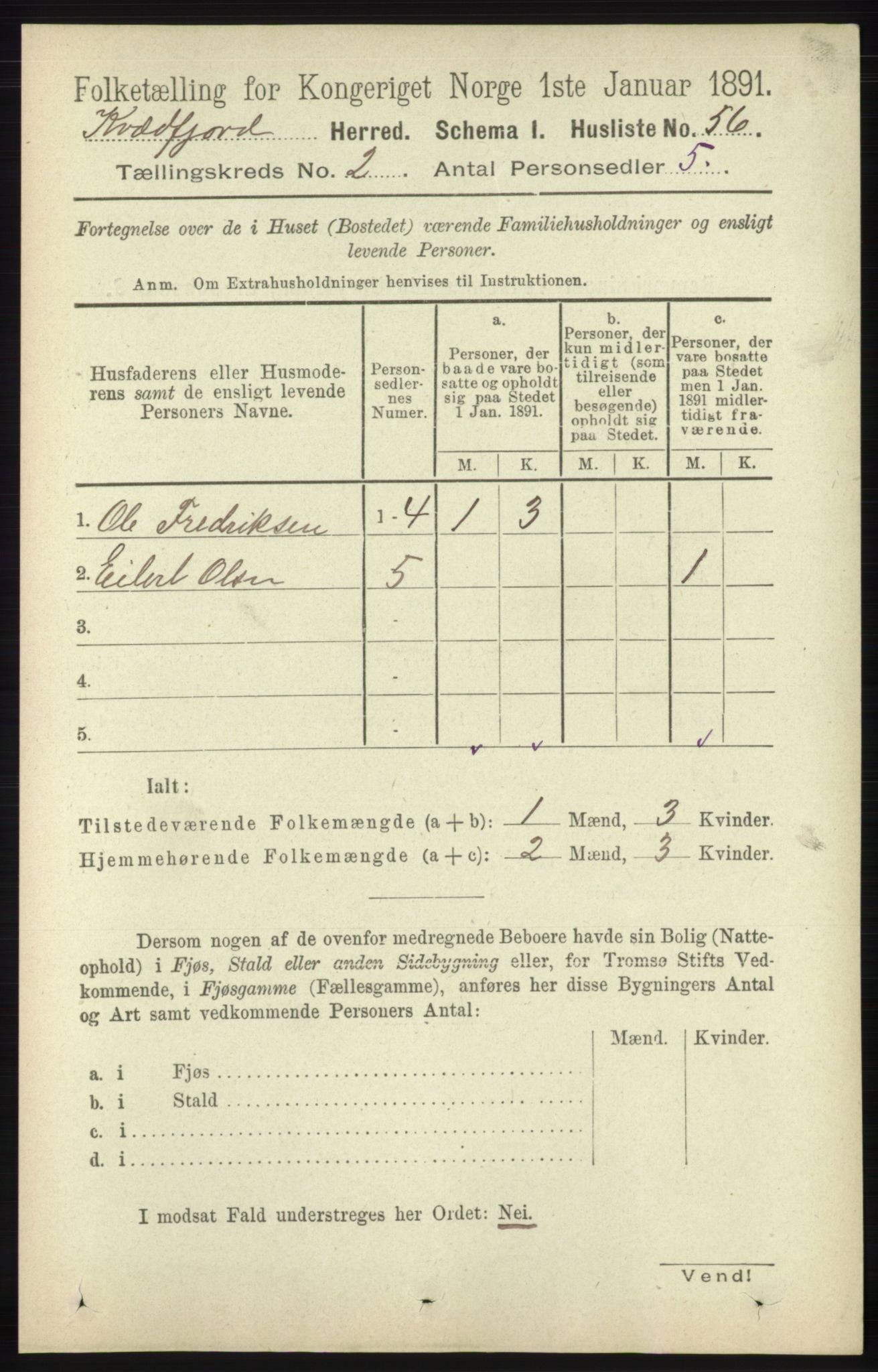 RA, 1891 census for 1911 Kvæfjord, 1891, p. 683