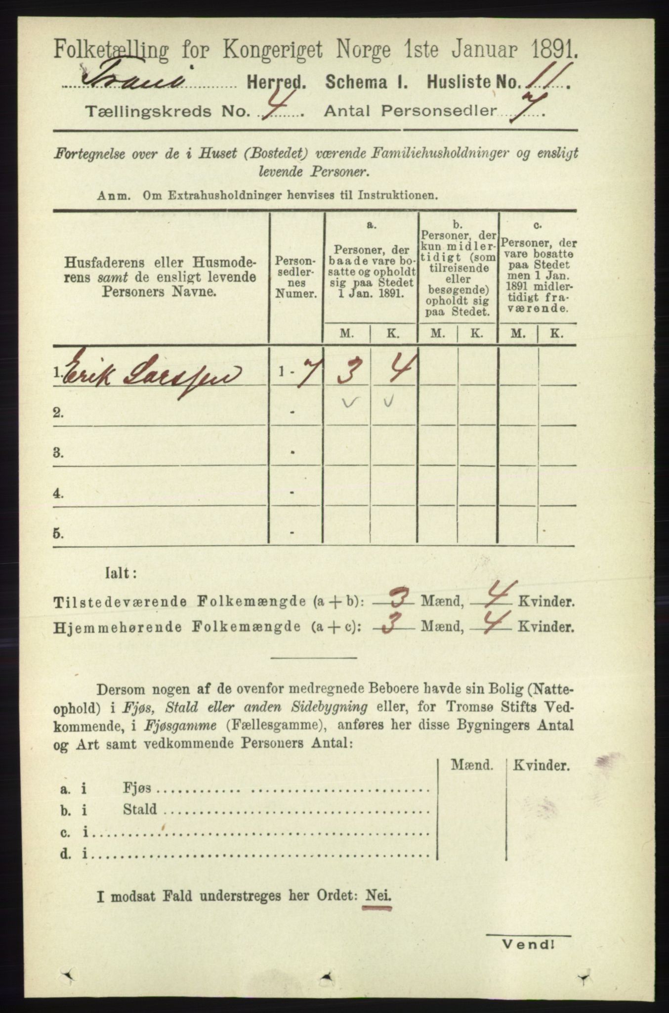 RA, 1891 census for 1927 Tranøy, 1891, p. 1394