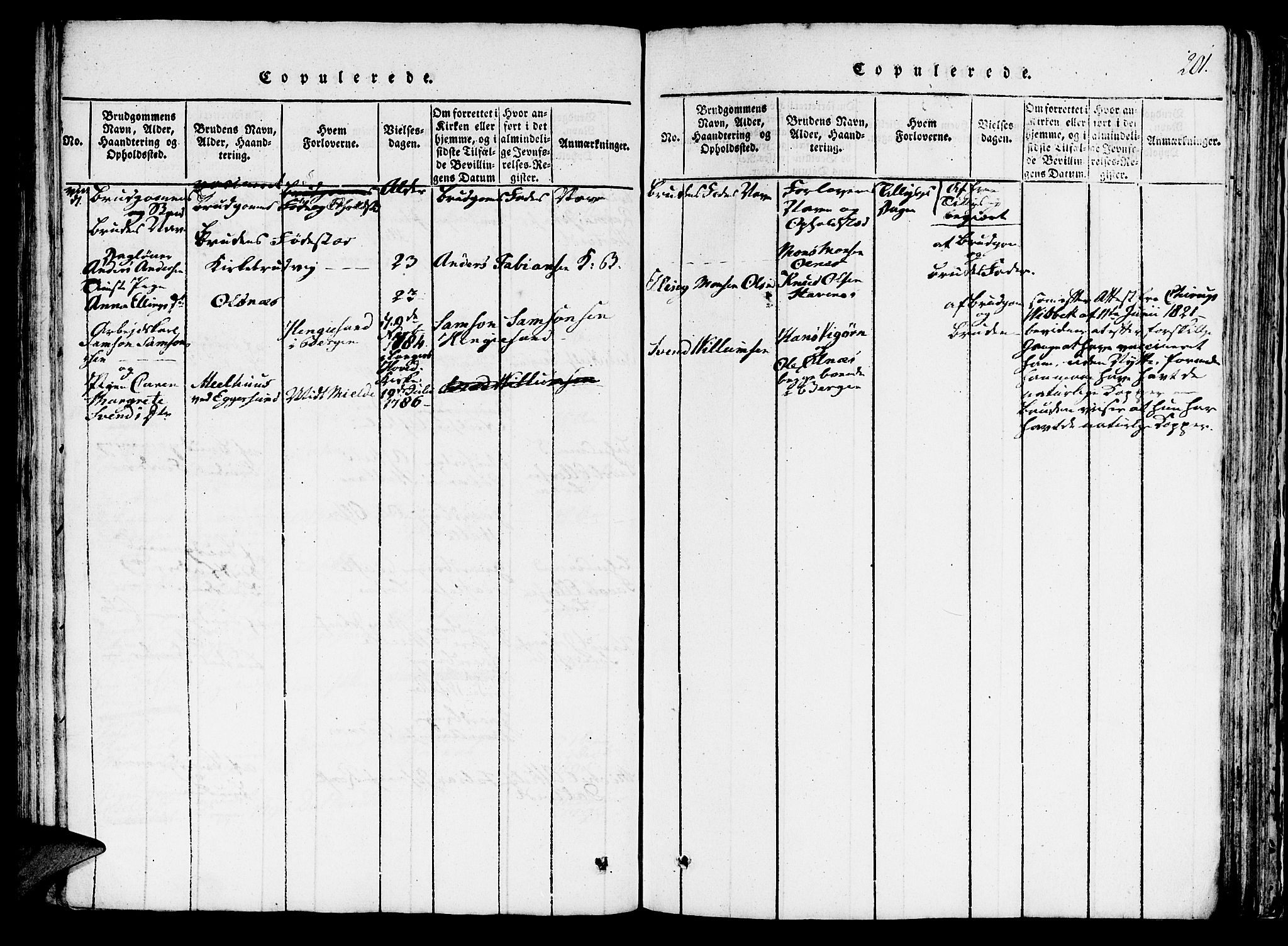 Haus sokneprestembete, SAB/A-75601/H/Haa: Parish register (official) no. A 12, 1816-1821, p. 201