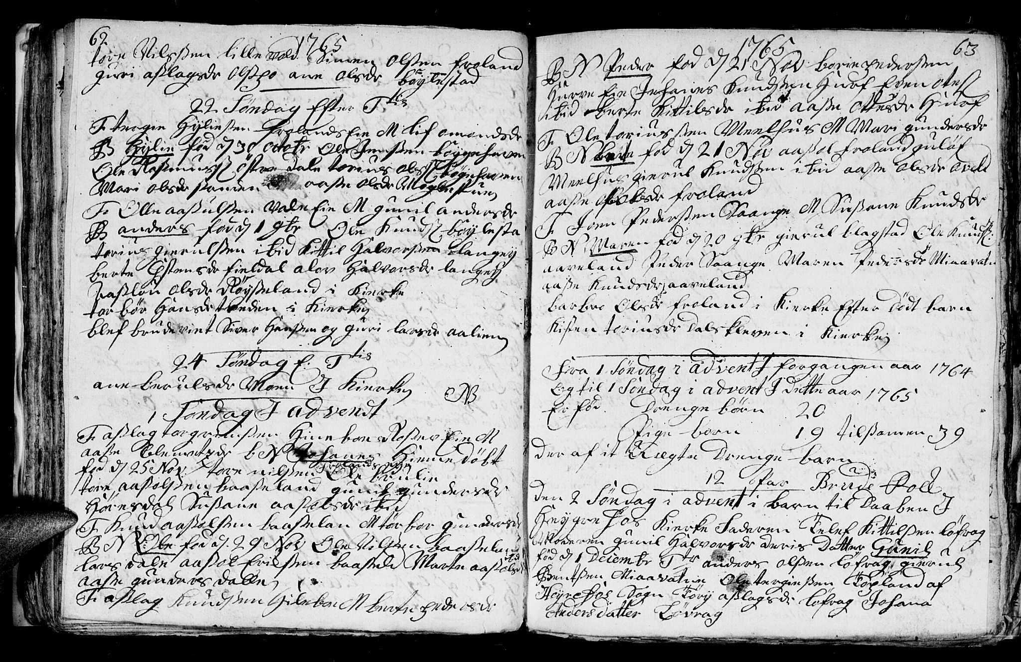 Froland sokneprestkontor, AV/SAK-1111-0013/F/Fb/L0003: Parish register (copy) no. B 3, 1759-1776, p. 62-63