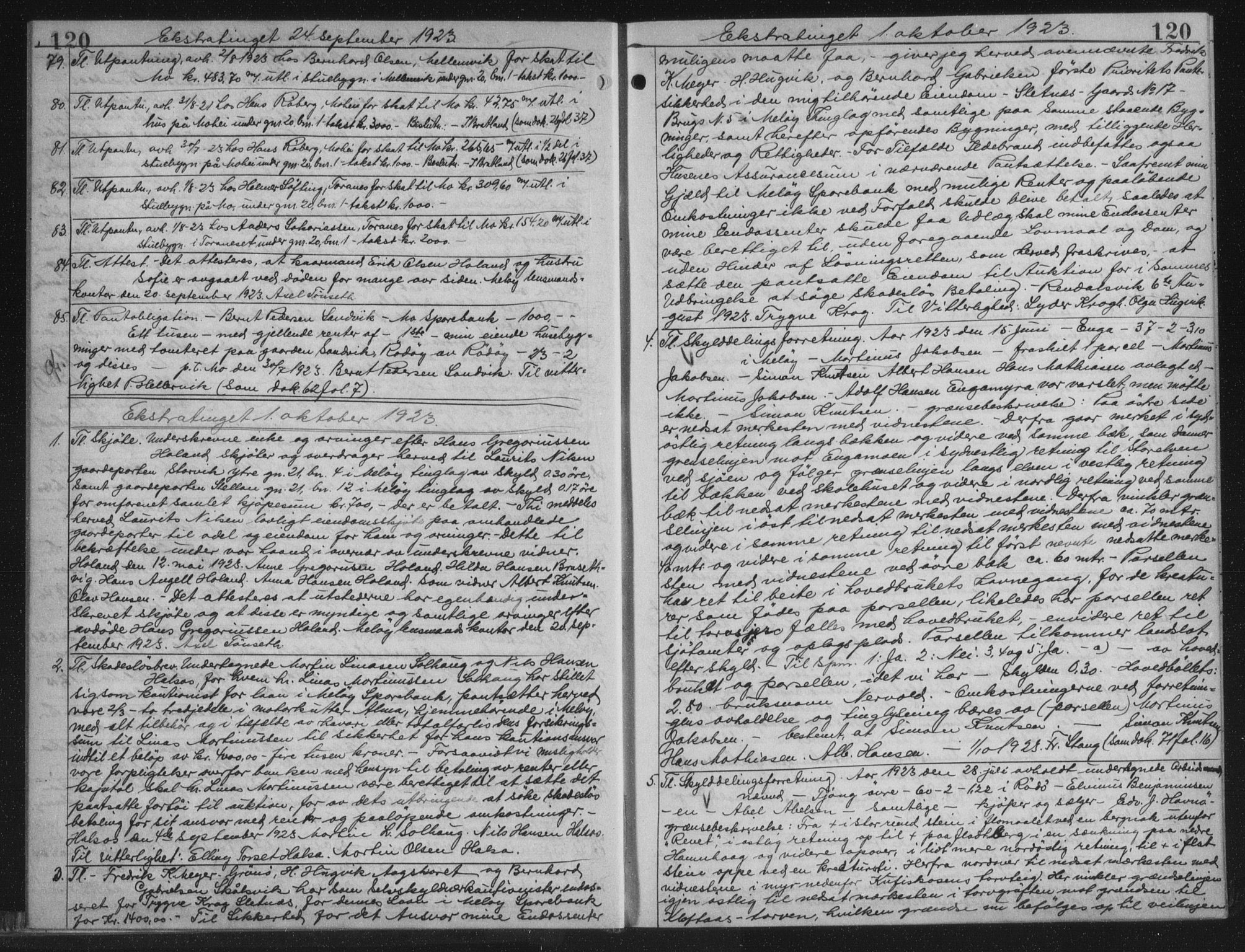 Rana sorenskriveri , AV/SAT-A-1108/1/2/2C/L0018: Mortgage book no. 18, 1923-1928, p. 120, Deed date: 01.10.1923