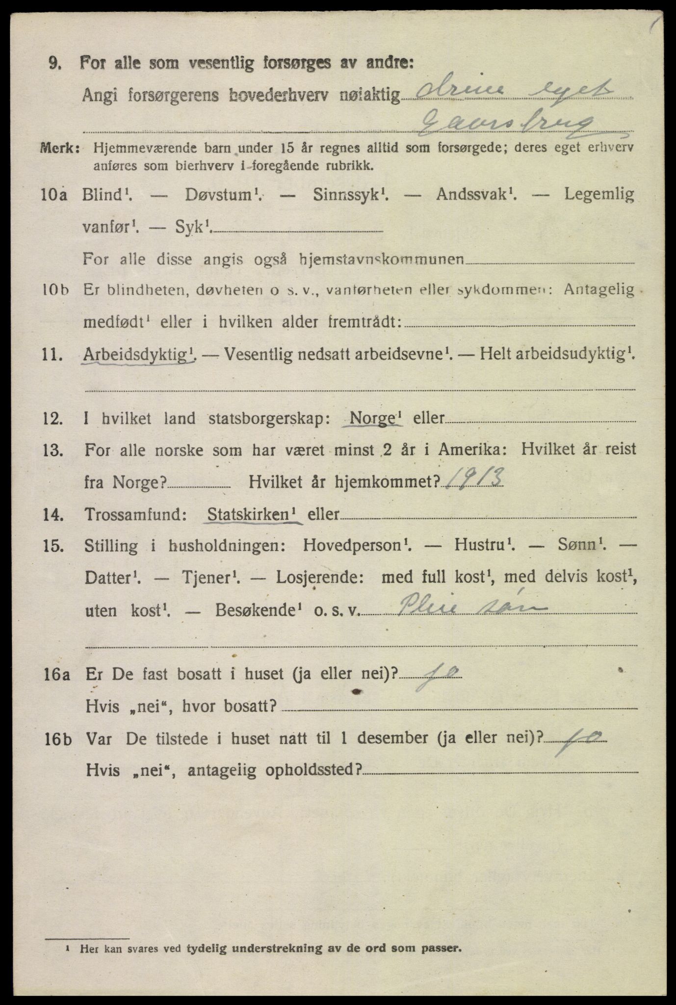 SAK, 1920 census for Lista, 1920, p. 12900