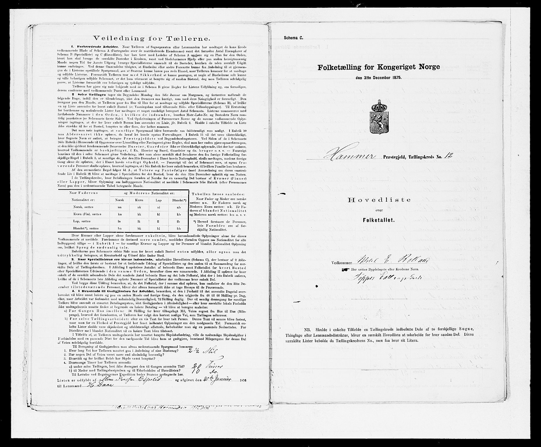 SAB, 1875 census for 1254P Hamre, 1875, p. 28