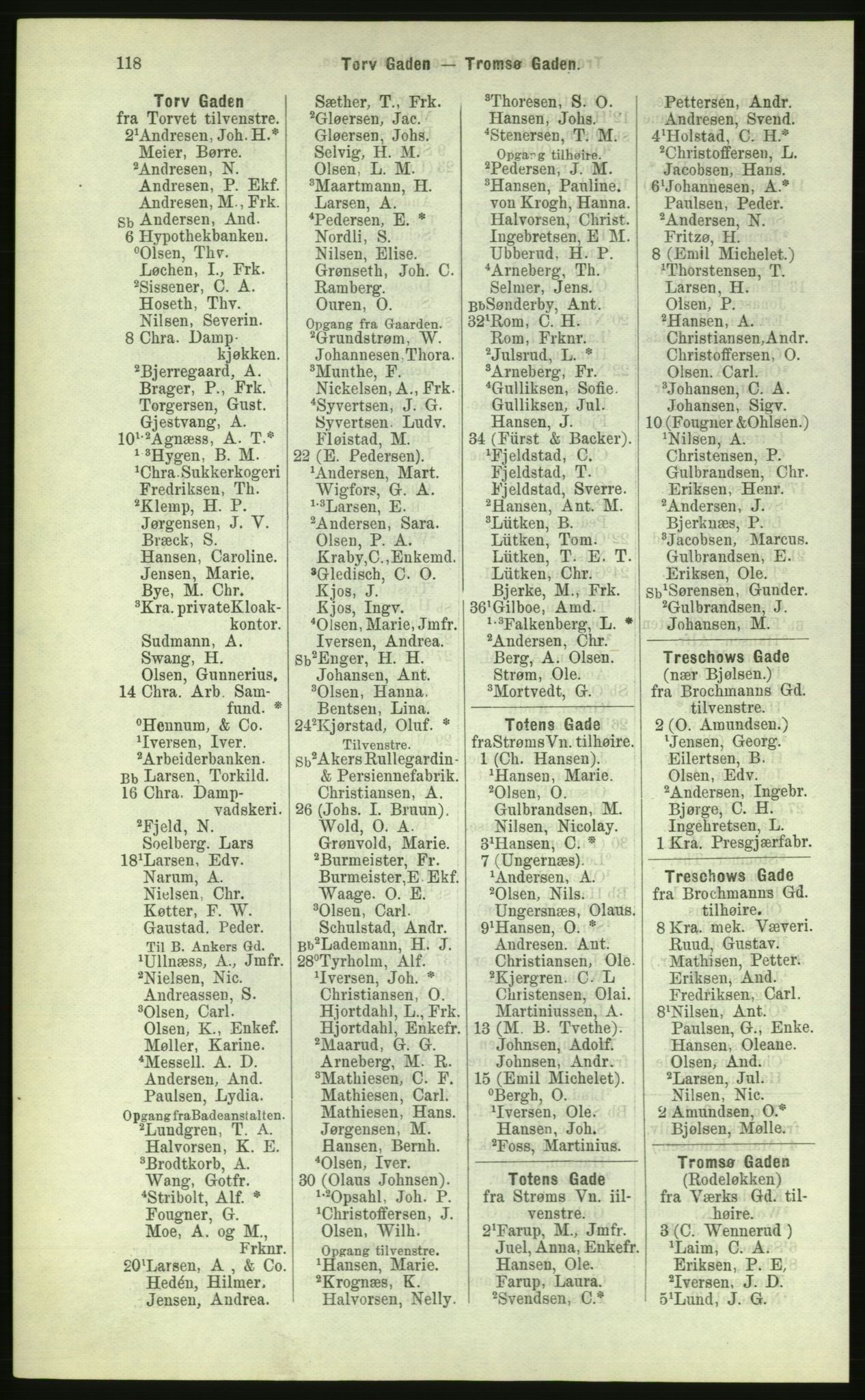 Kristiania/Oslo adressebok, PUBL/-, 1884, p. 118