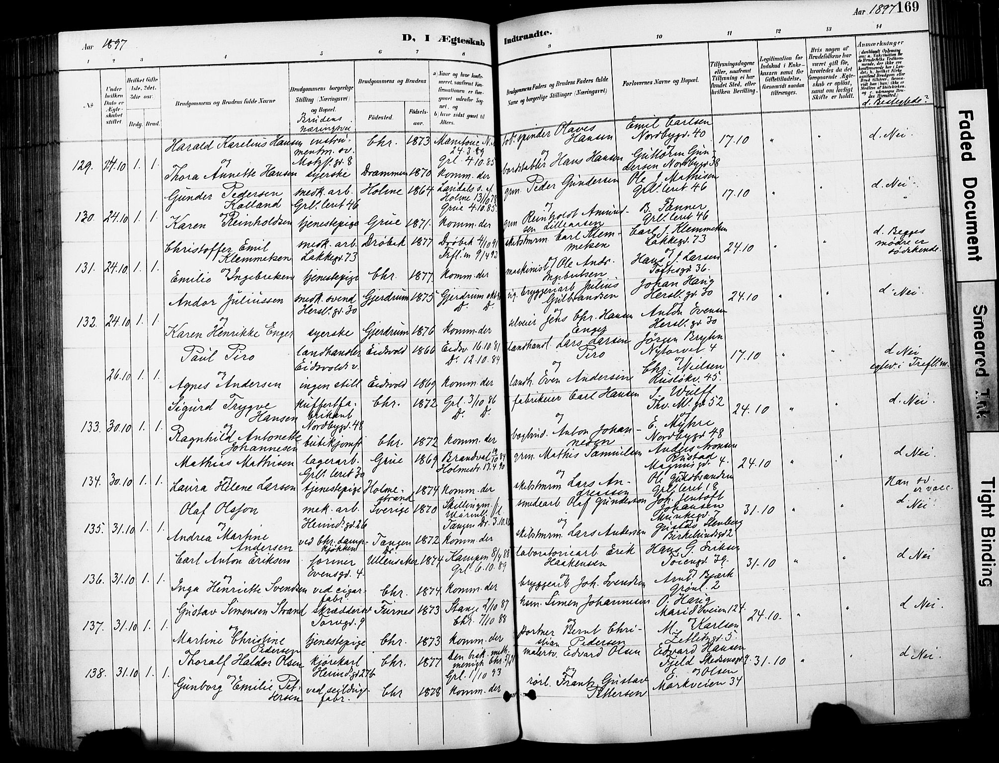 Grønland prestekontor Kirkebøker, SAO/A-10848/F/Fa/L0013: Parish register (official) no. 13, 1887-1906, p. 169
