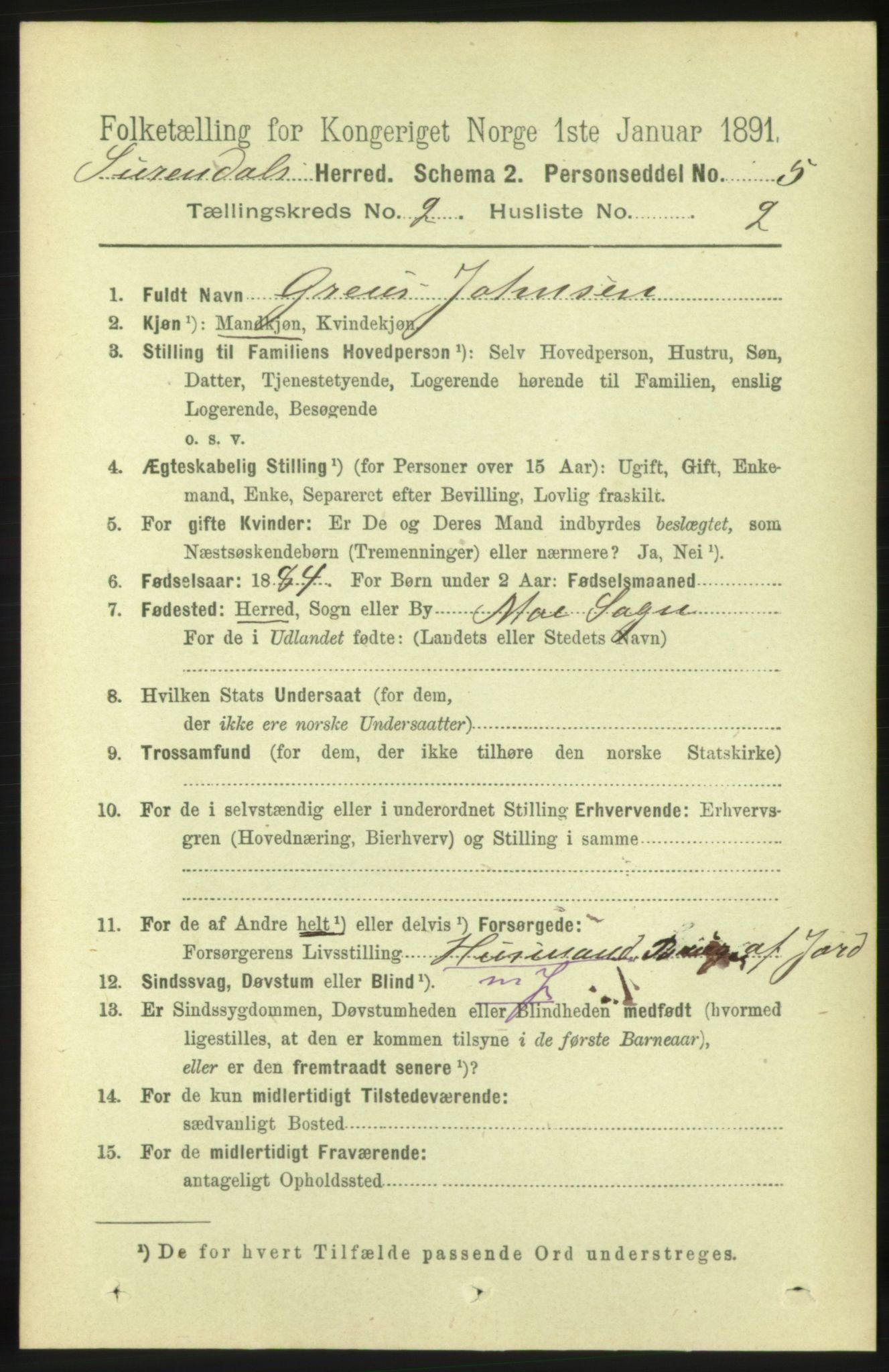 RA, 1891 census for 1566 Surnadal, 1891, p. 520